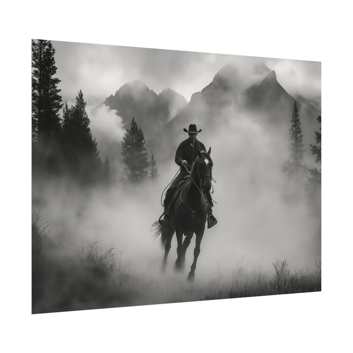 Storm Rider– Western Textured Watercolor Matte Posters