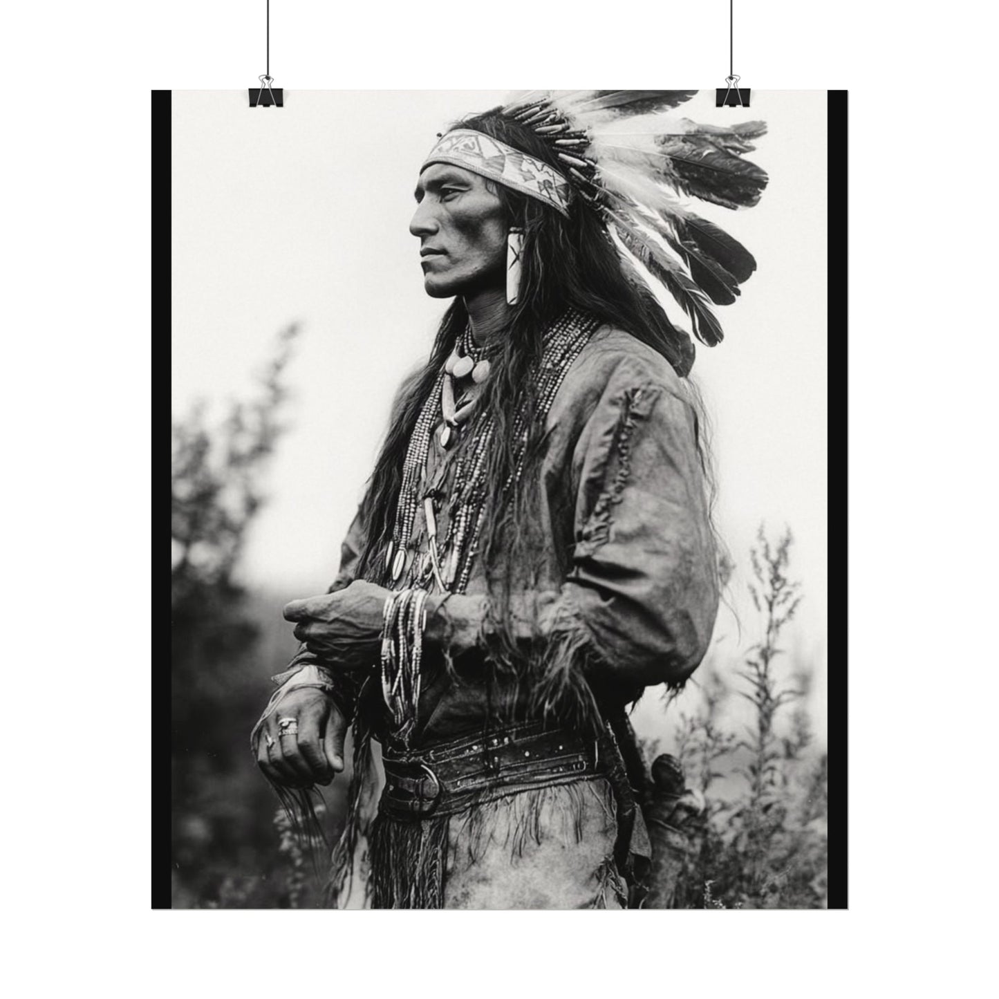 Warriors Gaze – Western Textured Watercolor Matte Posters