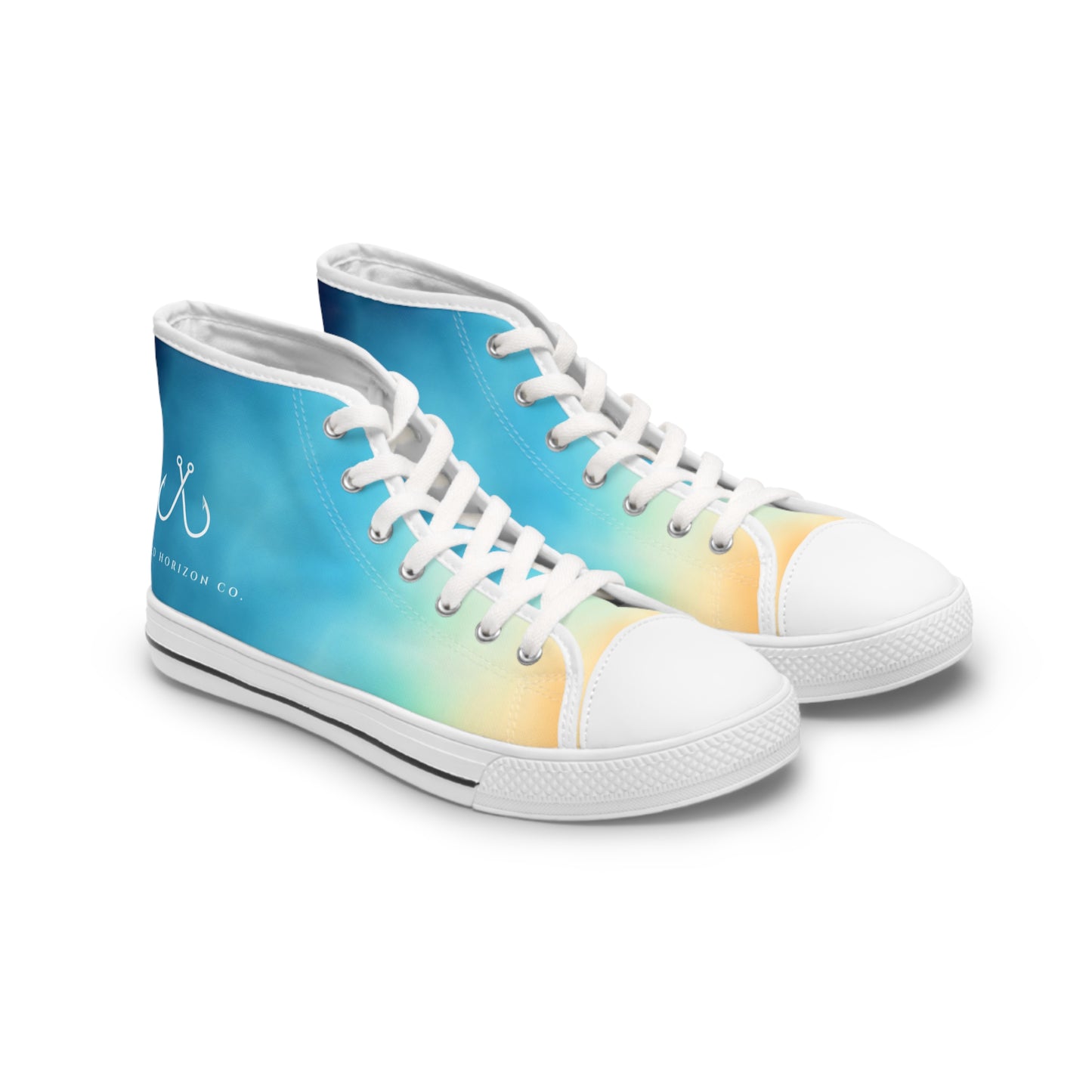 Blue Ombre Vibrant Gradient High Top Sneakers for Women, Trendy Footwear, Casual Style, Colorful Sneakers, Perfect for Spring, Summer Fashion