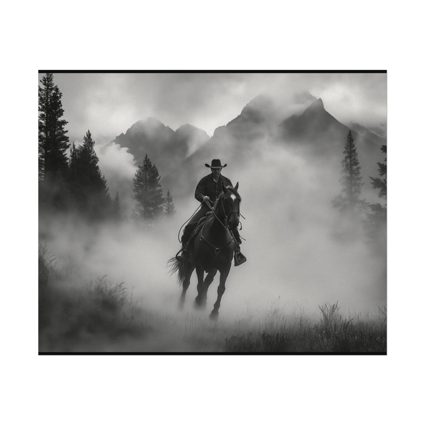 Storm Rider– Western Textured Watercolor Matte Posters