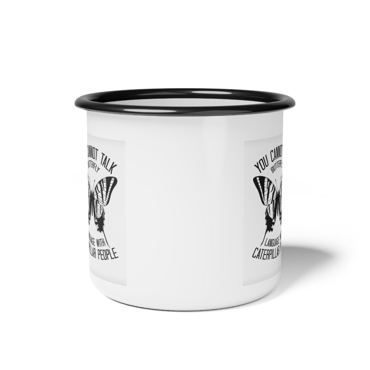 Butterfly -Inspired Enamel Camp Cup - Perfect for Camping, Hiking, or Coffee Lovers, Retro Mug, Outdoors Gift, Unique Collectible