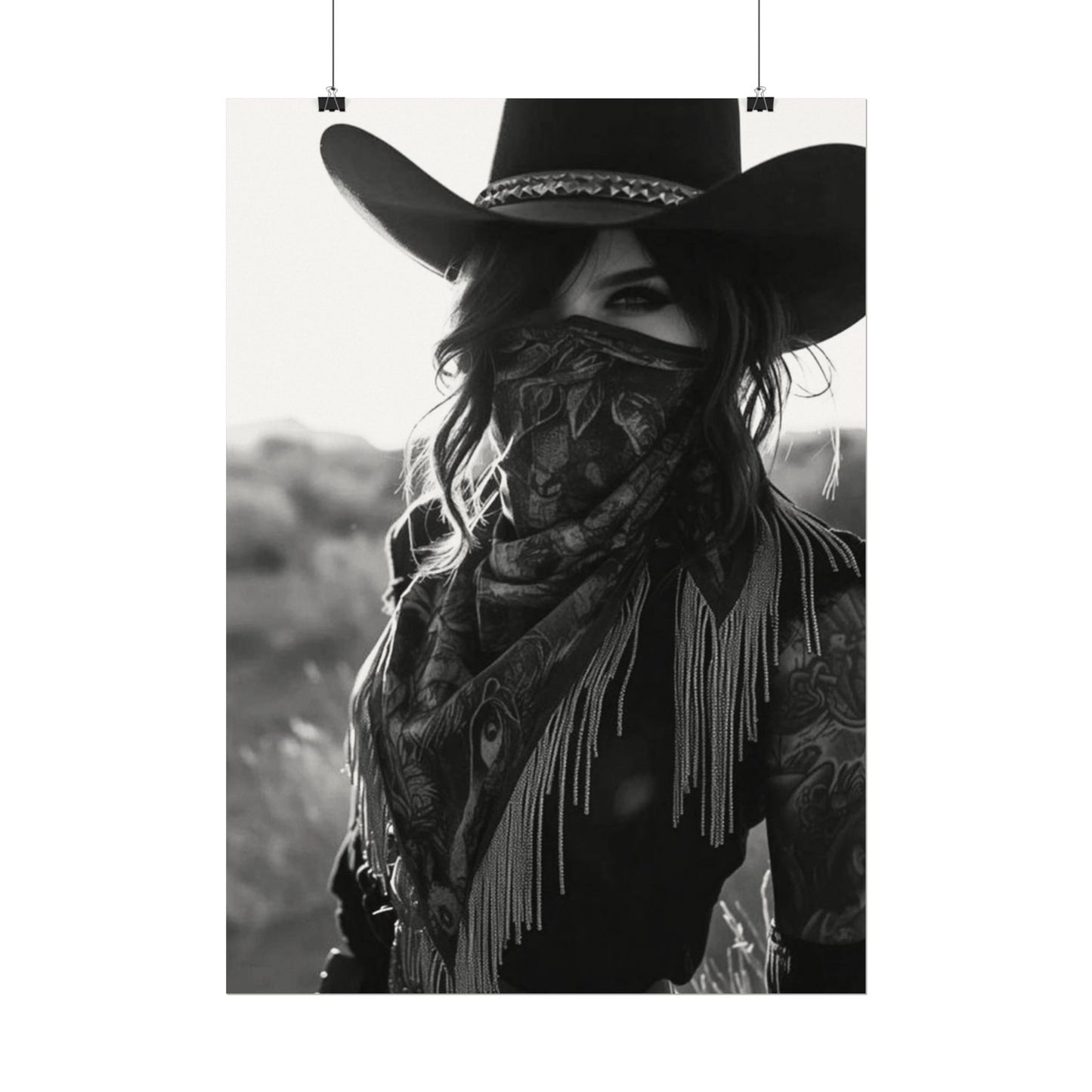 She Rode Alone— Western Outlaw Textured Watercolor Matte Posters