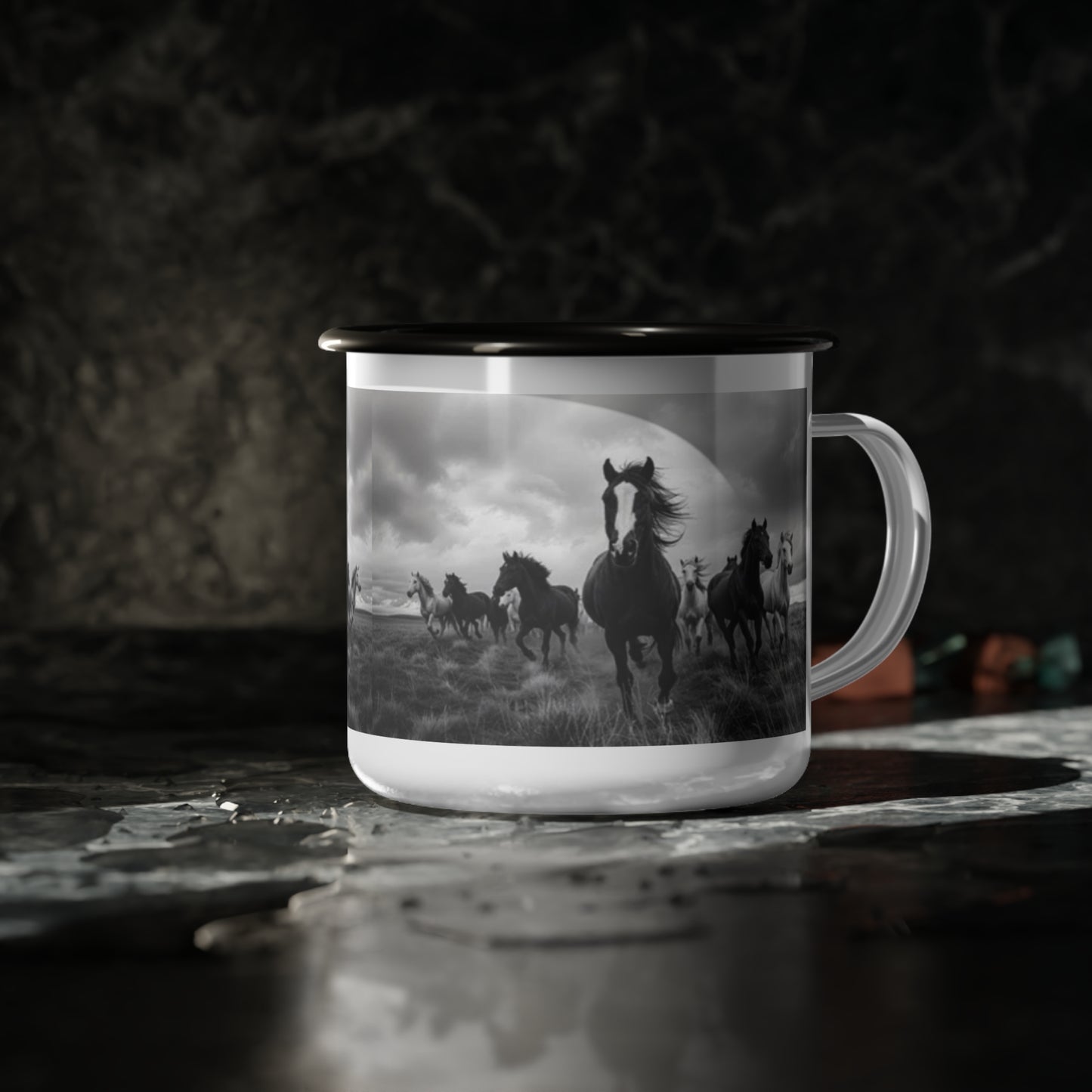 Rustic Horse Enamel Camp Cup | Perfect for Camping, Nature Lovers, Horse Enthusiasts, Gift for Riders, Adventure Mug