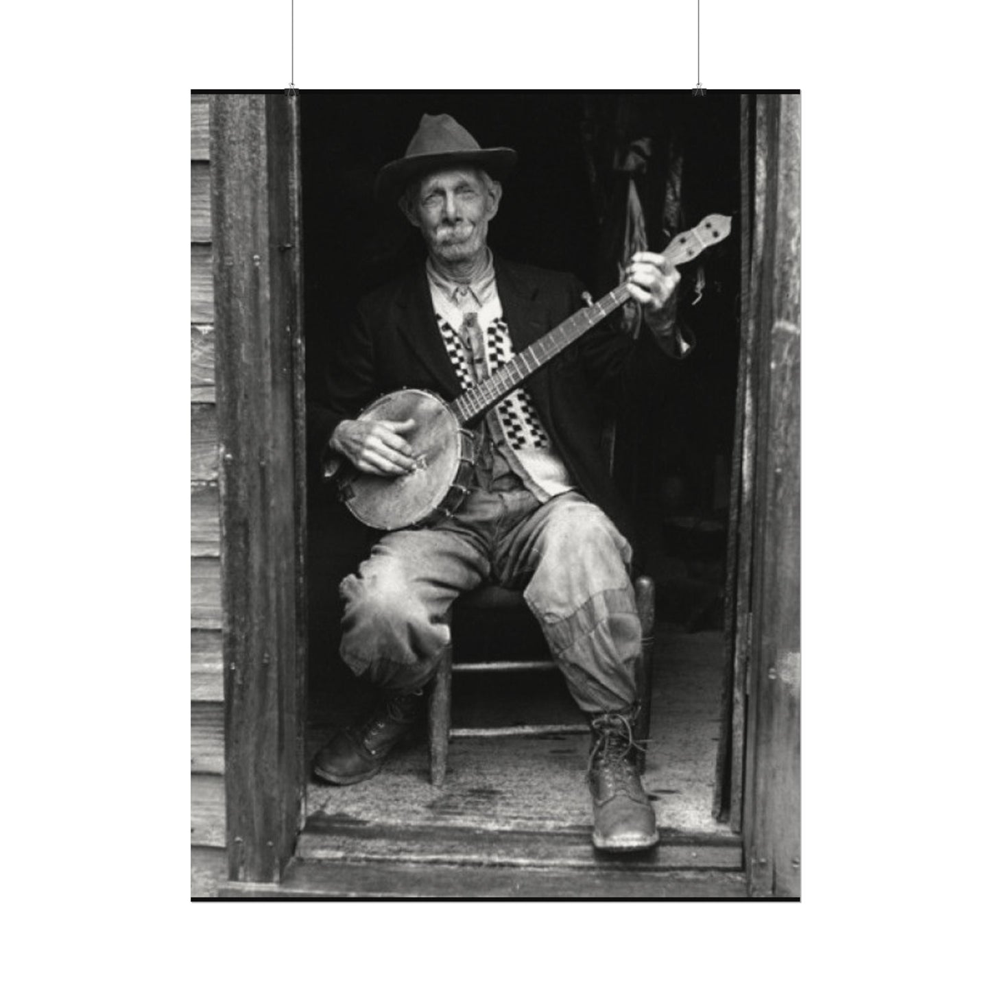 Strings In The Still – Western Textured Watercolor Matte Posters