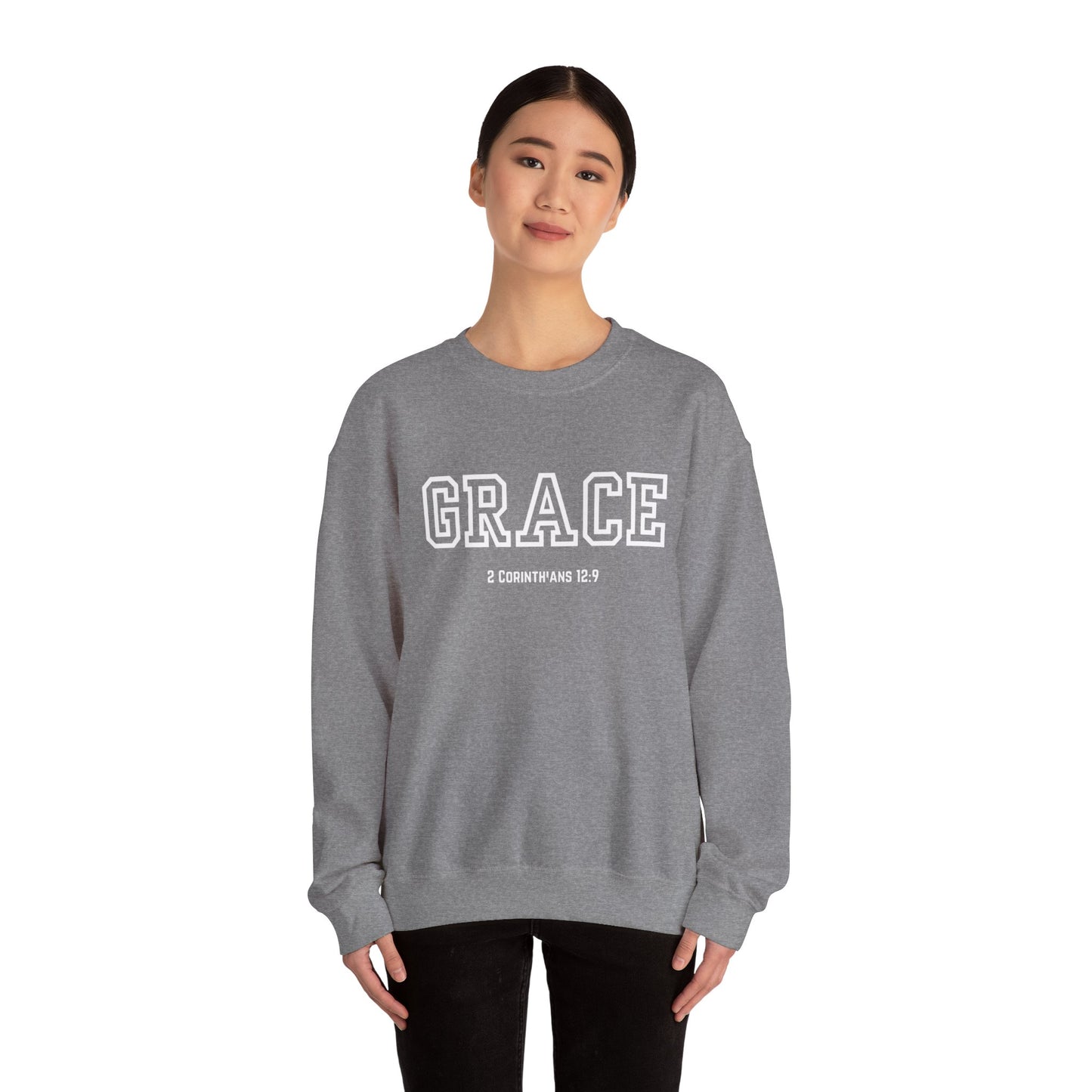 Grace Crewneck Sweatshirt - Comfort in Faith, Unisex Gift, Spiritual Apparel, Inspirational Fashion, Cozy Christian Sweatshirt