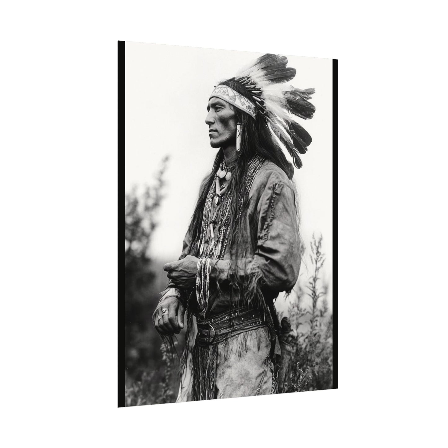 Warriors Gaze – Western Textured Watercolor Matte Posters