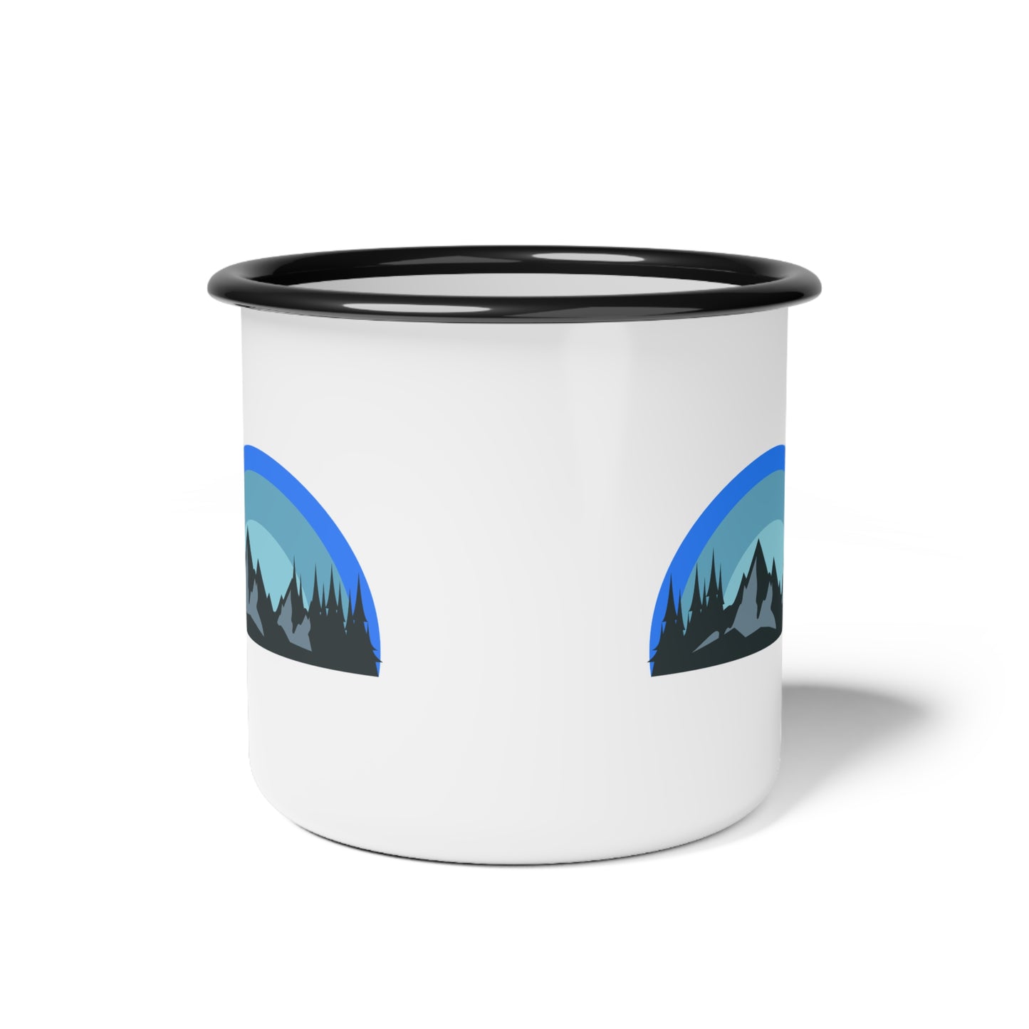 Outdoor Adventure Enamel Camp Cup with Mountain Design, Camping Mug, Hiking Gear, Nature Lover Gift, Travel Cup, Eco-Friendly Drinkware