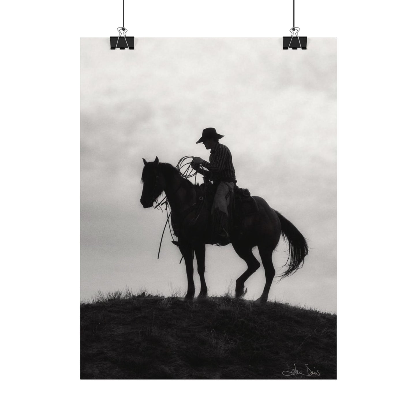 Rider On The Ridge – Western Textured Watercolor Matte Posters