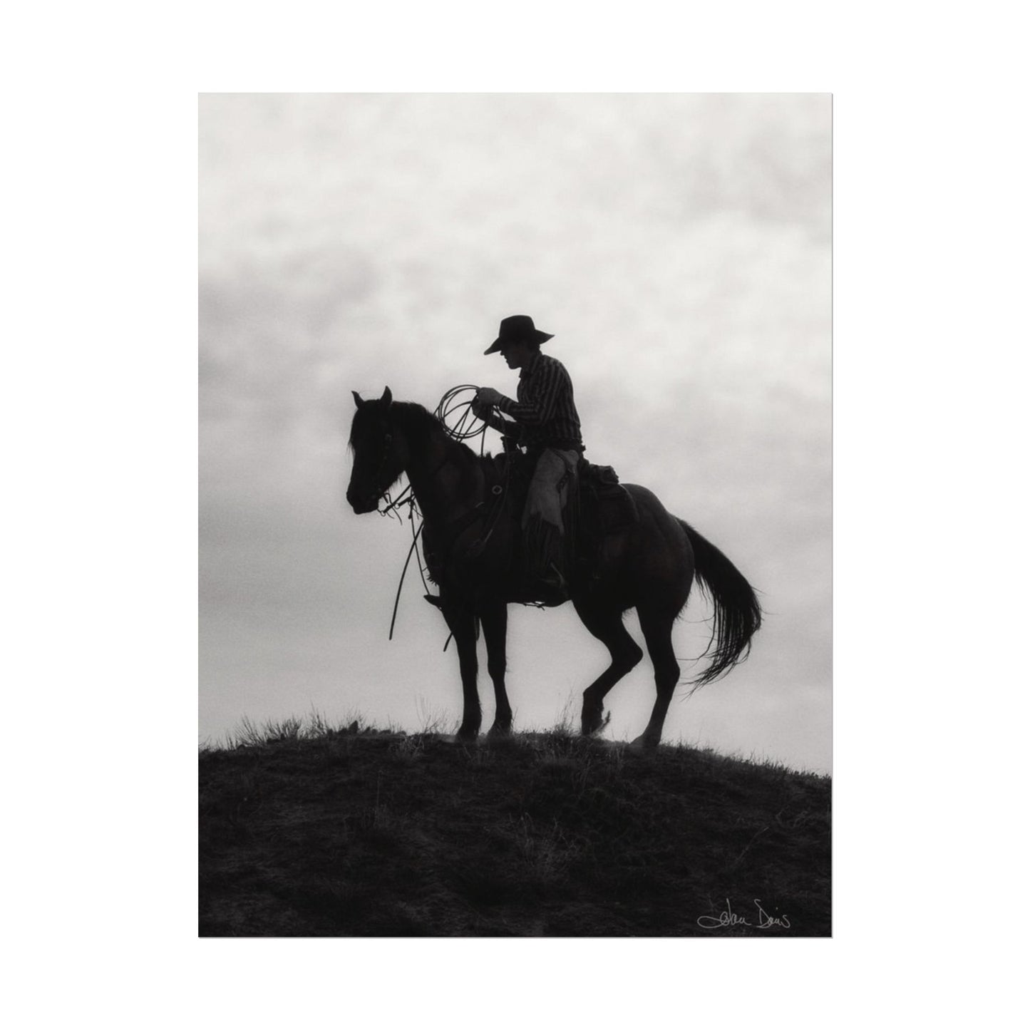 Rider On The Ridge – Western Textured Watercolor Matte Posters