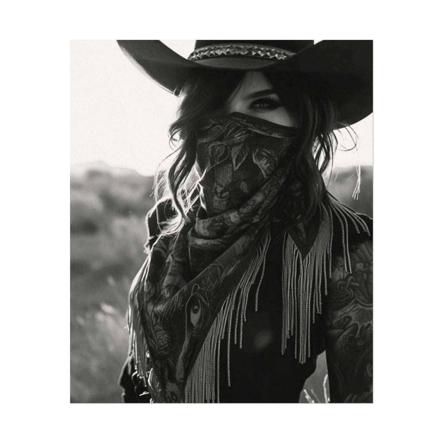 She Rode Alone— Western Outlaw Textured Watercolor Matte Posters