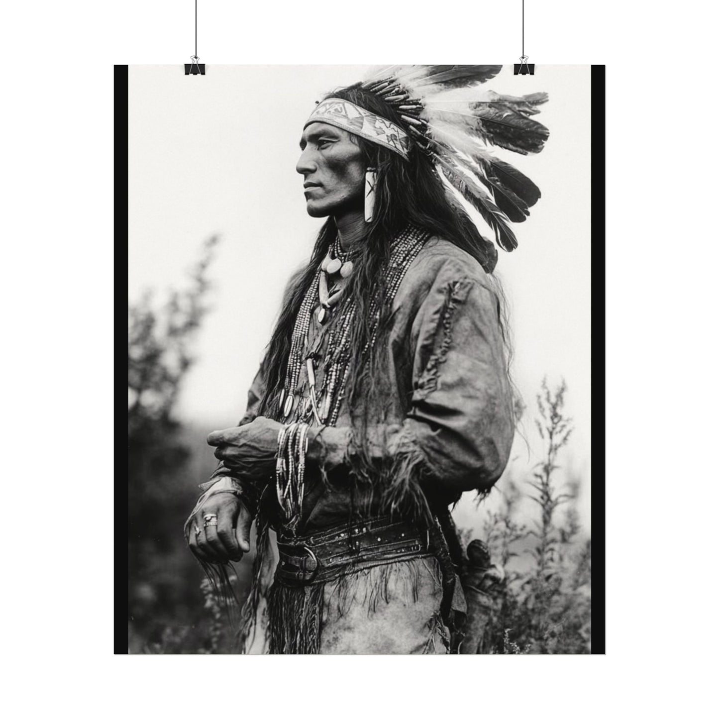 Warriors Gaze – Western Textured Watercolor Matte Posters