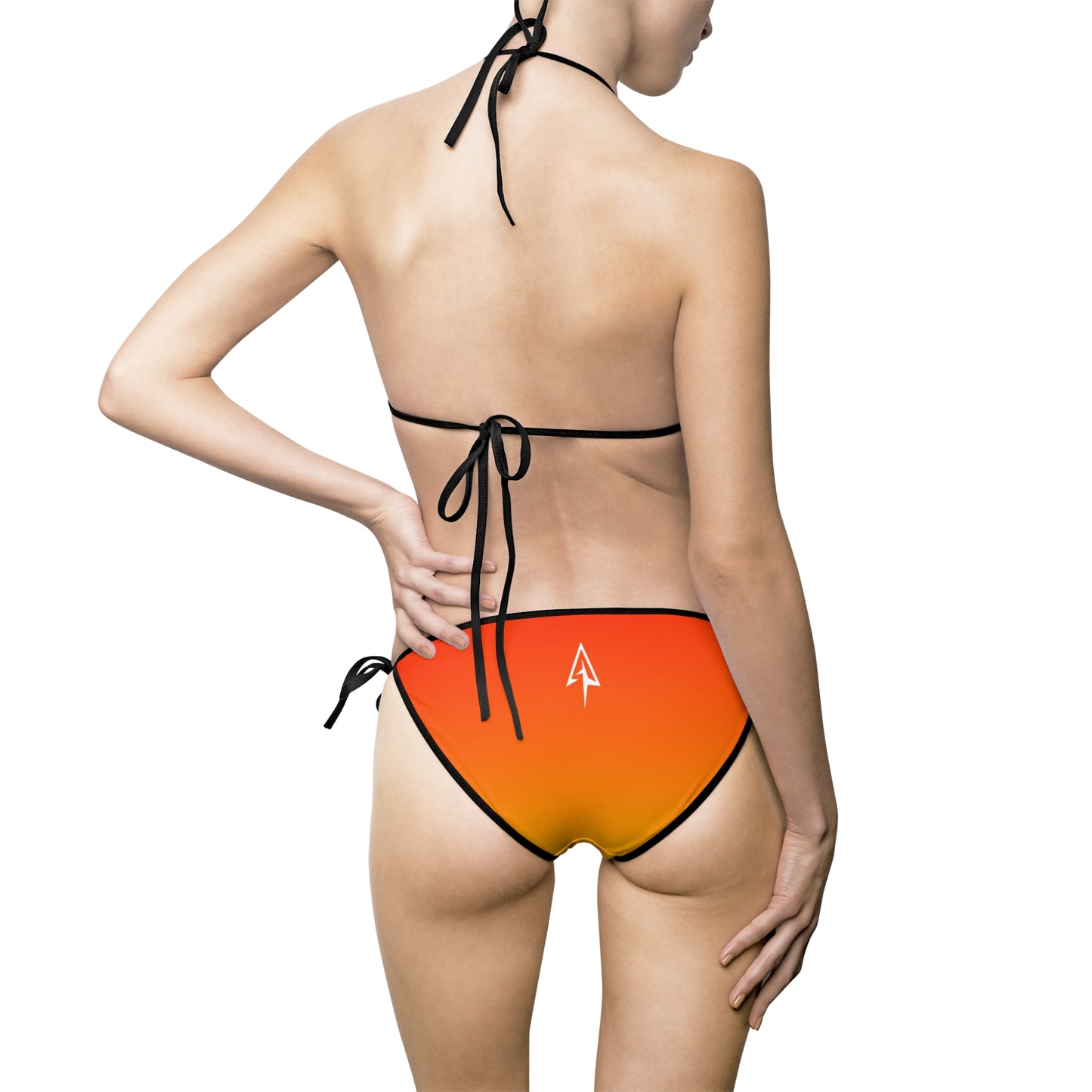 Arrow Ridge Redish Orange To Yellow Ombre Women’s Bikini Swimsuit, Summer Beachwear, Swimwear for Vacations, Pool Parties, Tropical Getaways