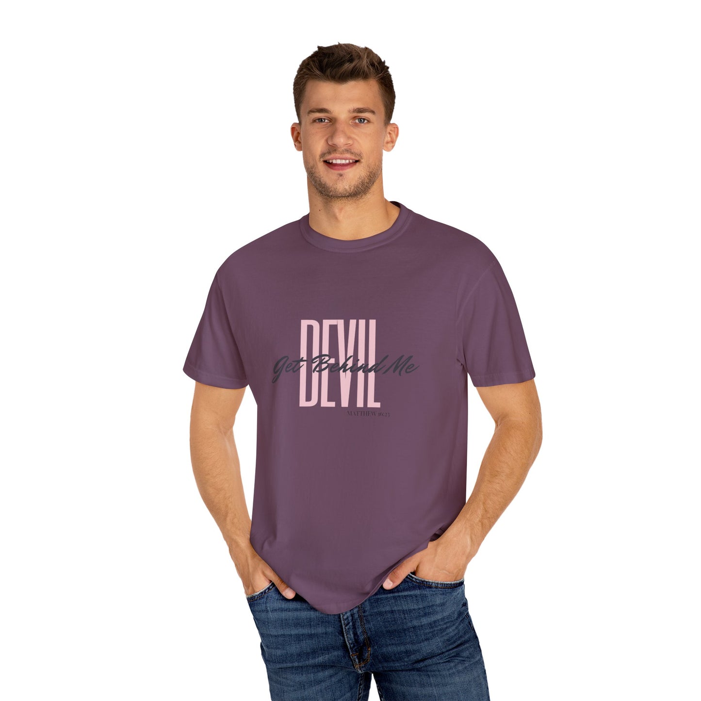 Get Behind Me Graphic T-Shirt, Unisex Gift, Christian, Spiritual Wear, Matthew 16:23 Quote, Faith-Based Apparel, Inspirational Tops