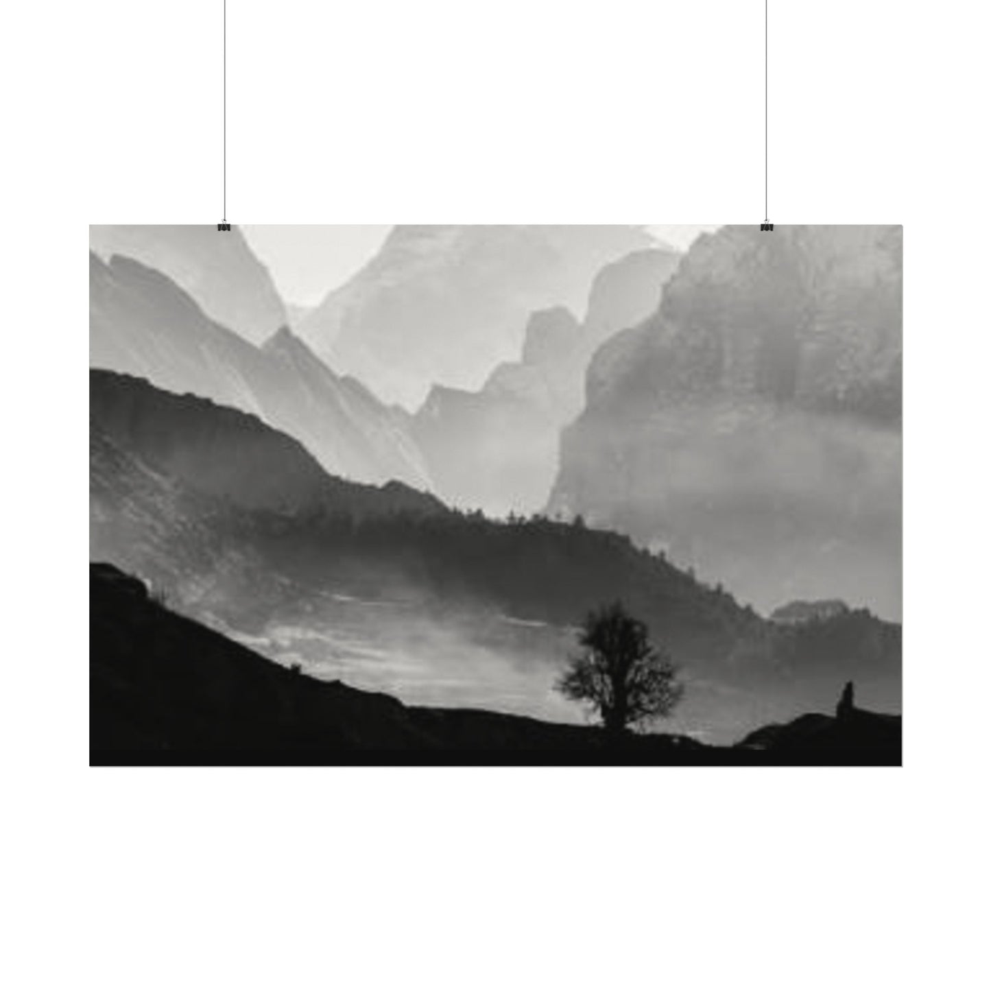 Cascading Mountains– Western Textured Watercolor Matte Posters