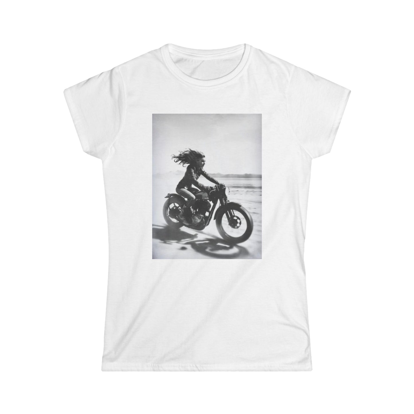 Biker Chic Women's Softstyle Tee, Motorcycle Graphic T-Shirt, Gift for Riders, Vintage Style Shirt, Outlaw Women Tee, Casual Fashion Top