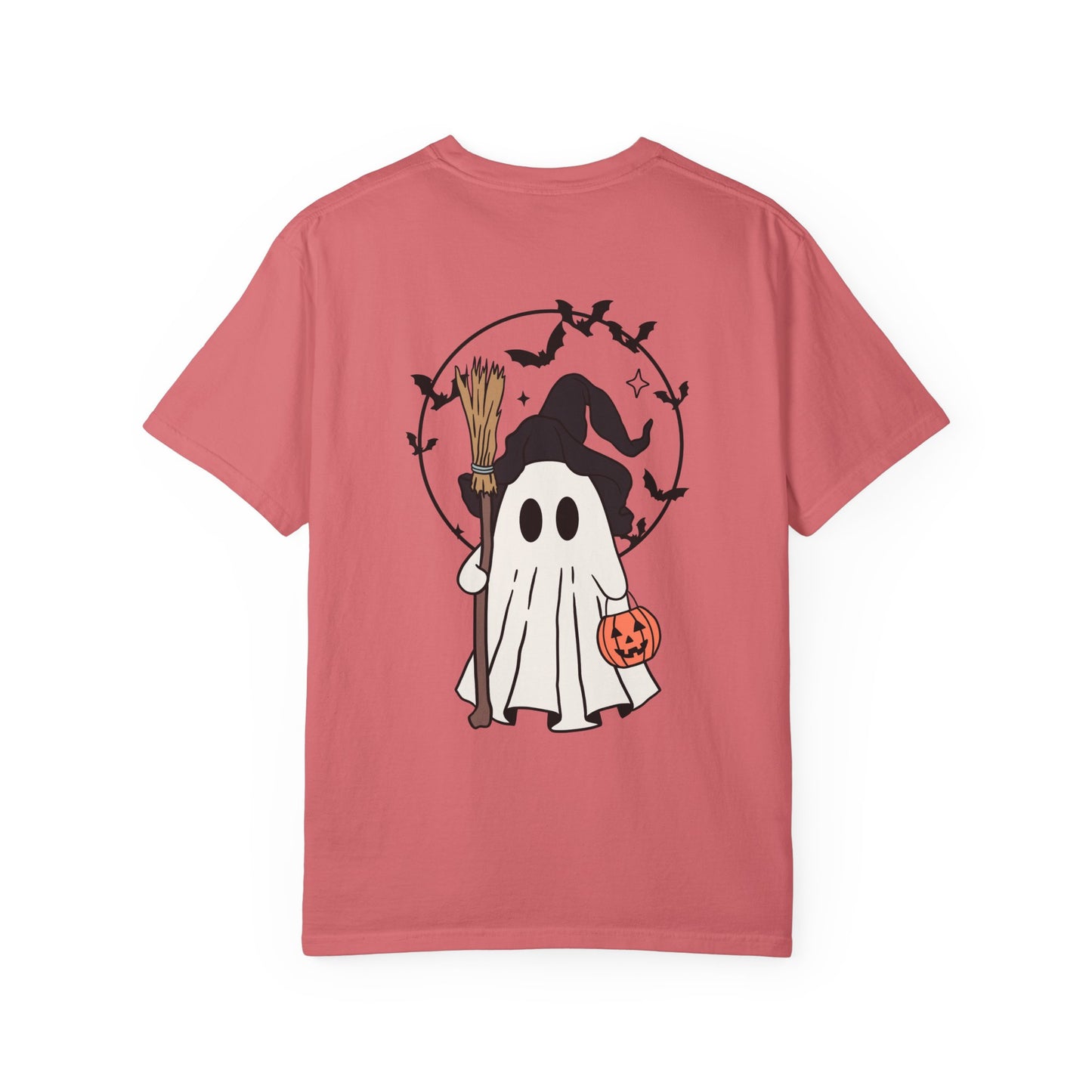 Ghost Broom & Bat Tee Unisex Garment-Dyed T-shirt, Black & White, Vintage Western, Western lover gifts