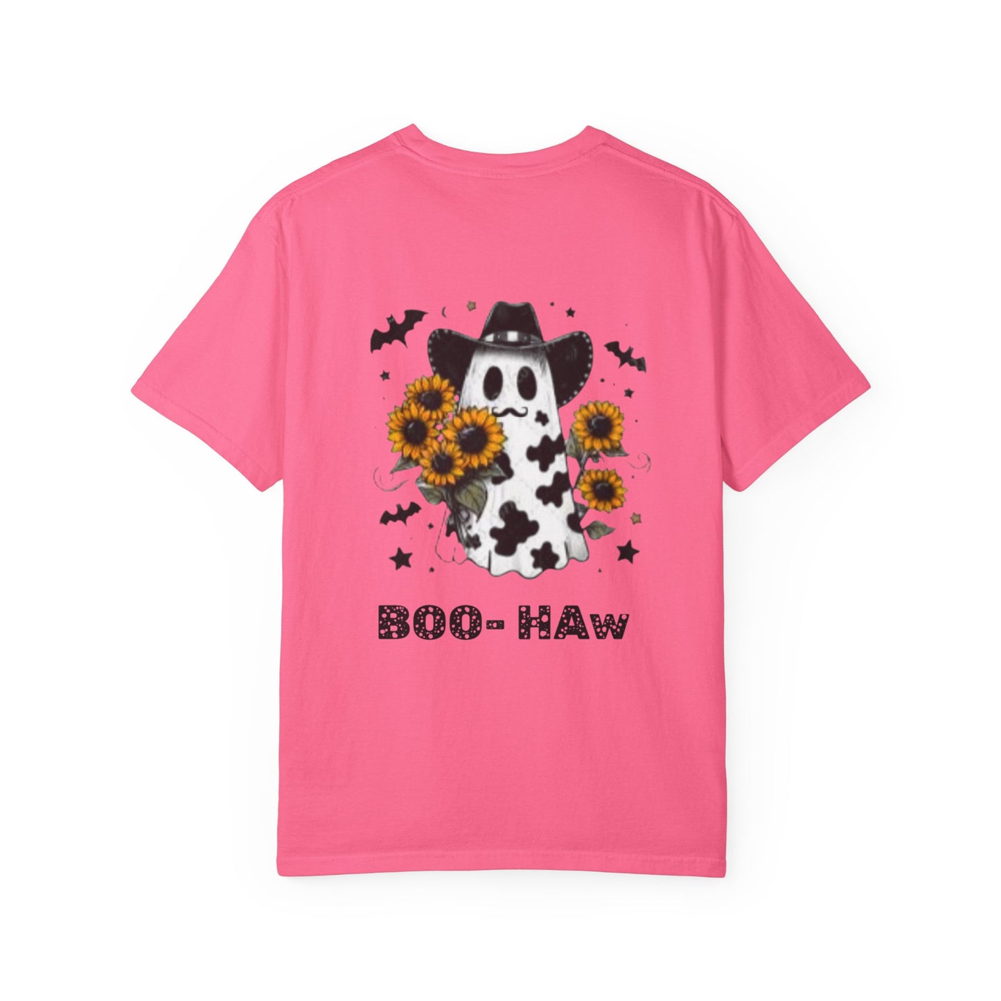 Boo- Haw Ghost Flower Tee Unisex Garment-Dyed T-shirt, Black & White, Vintage Western, Western lover gifts