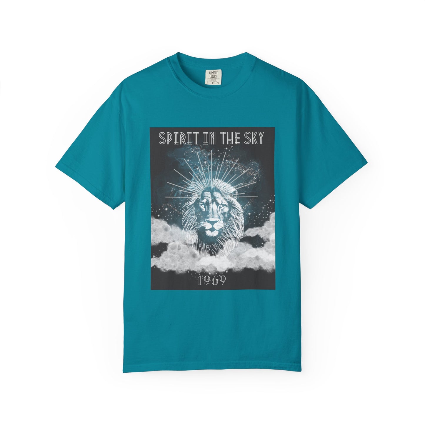 Spirit in the Sky Lion T-Shirt, Unisex Garment-Dyed Tee, Boho Shirt, Festival Apparel, Unique Graphic Tee, Music Lover Gift