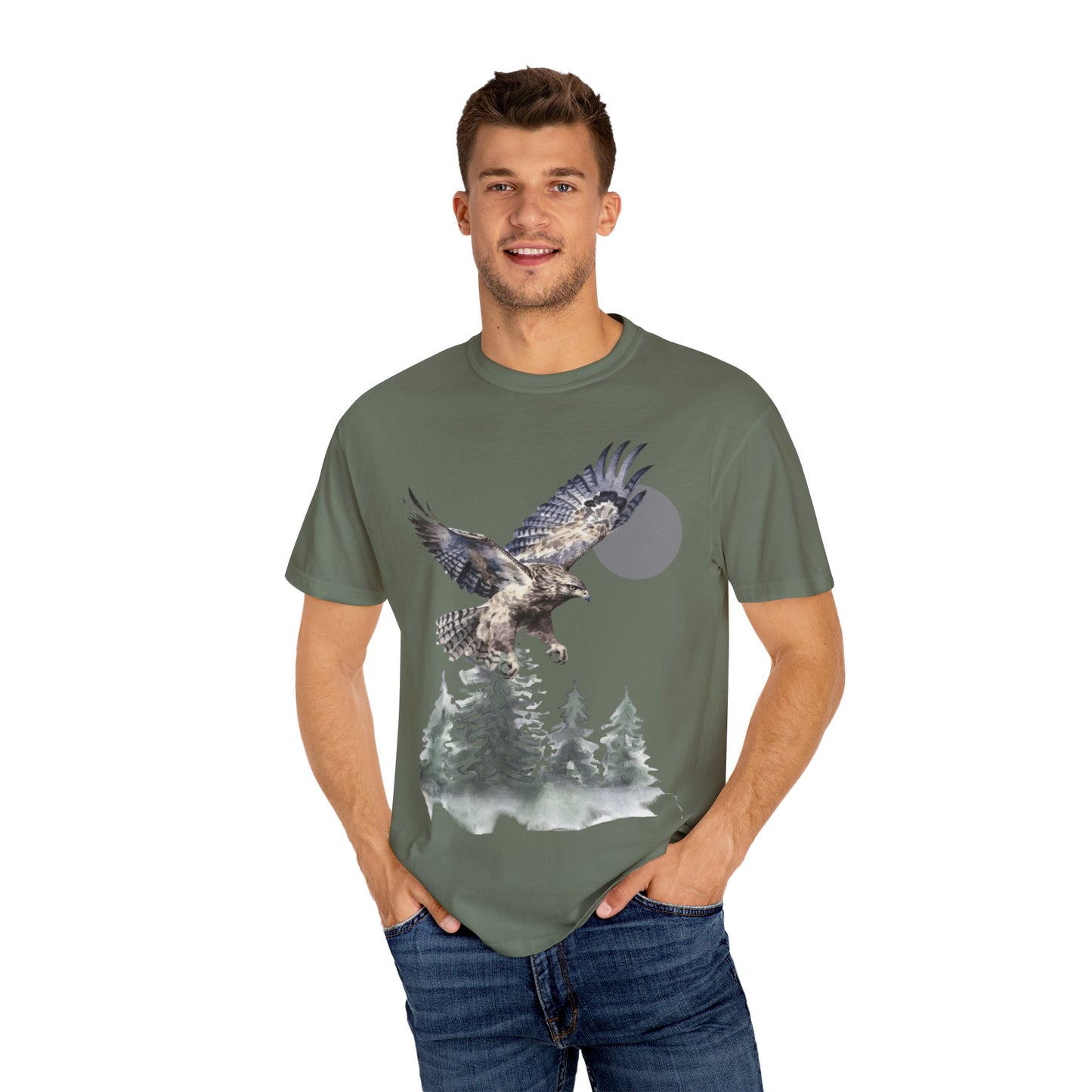 Flying High Wildlife Adventure Tee Unisex Garment-Dyed T-shirt, Boho Nature Tee, Camping Shirt, Adventure Apparel, Gift for Wilderness Lovers