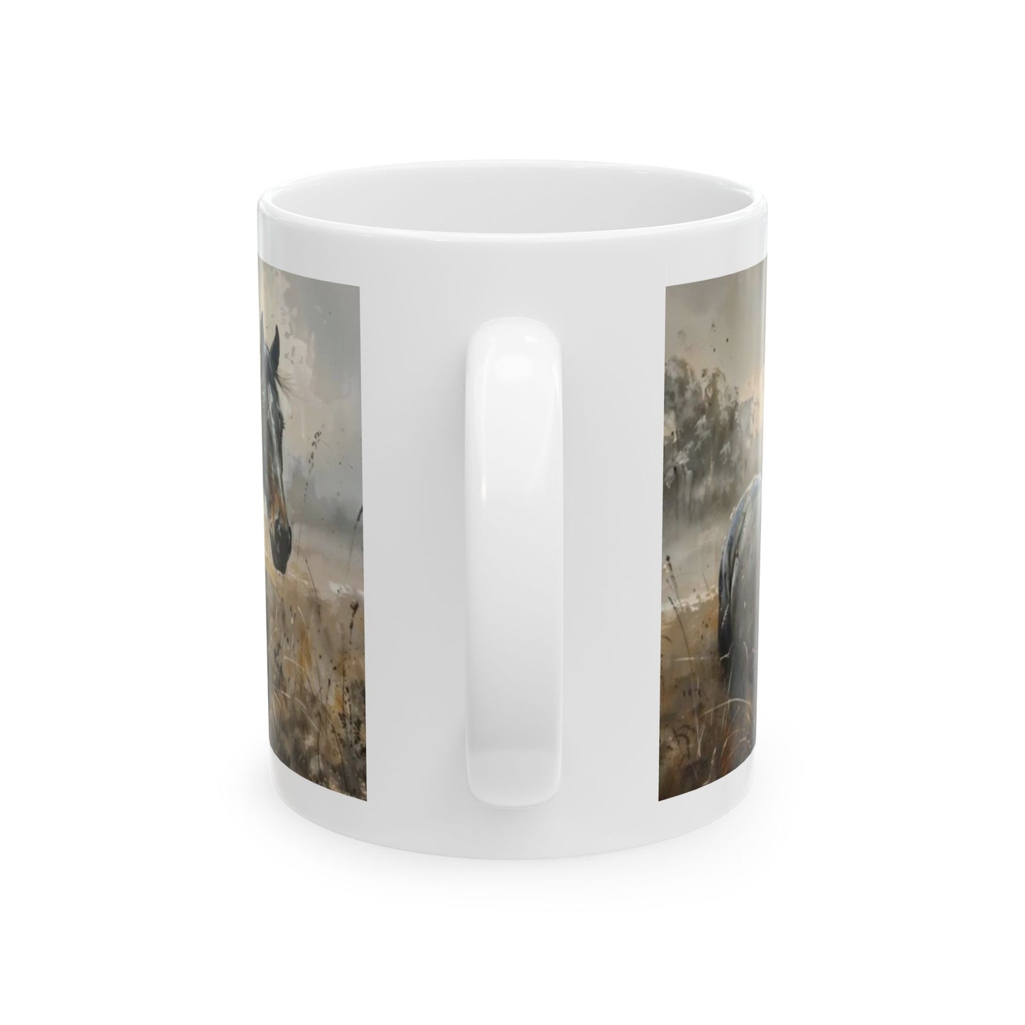 Horse Landscape Ceramic Mug - Perfect for Horse Lovers, Gift for Equestrians, Farmhouse Decor, Rustic Kitchenware, Nature Enthusiasts