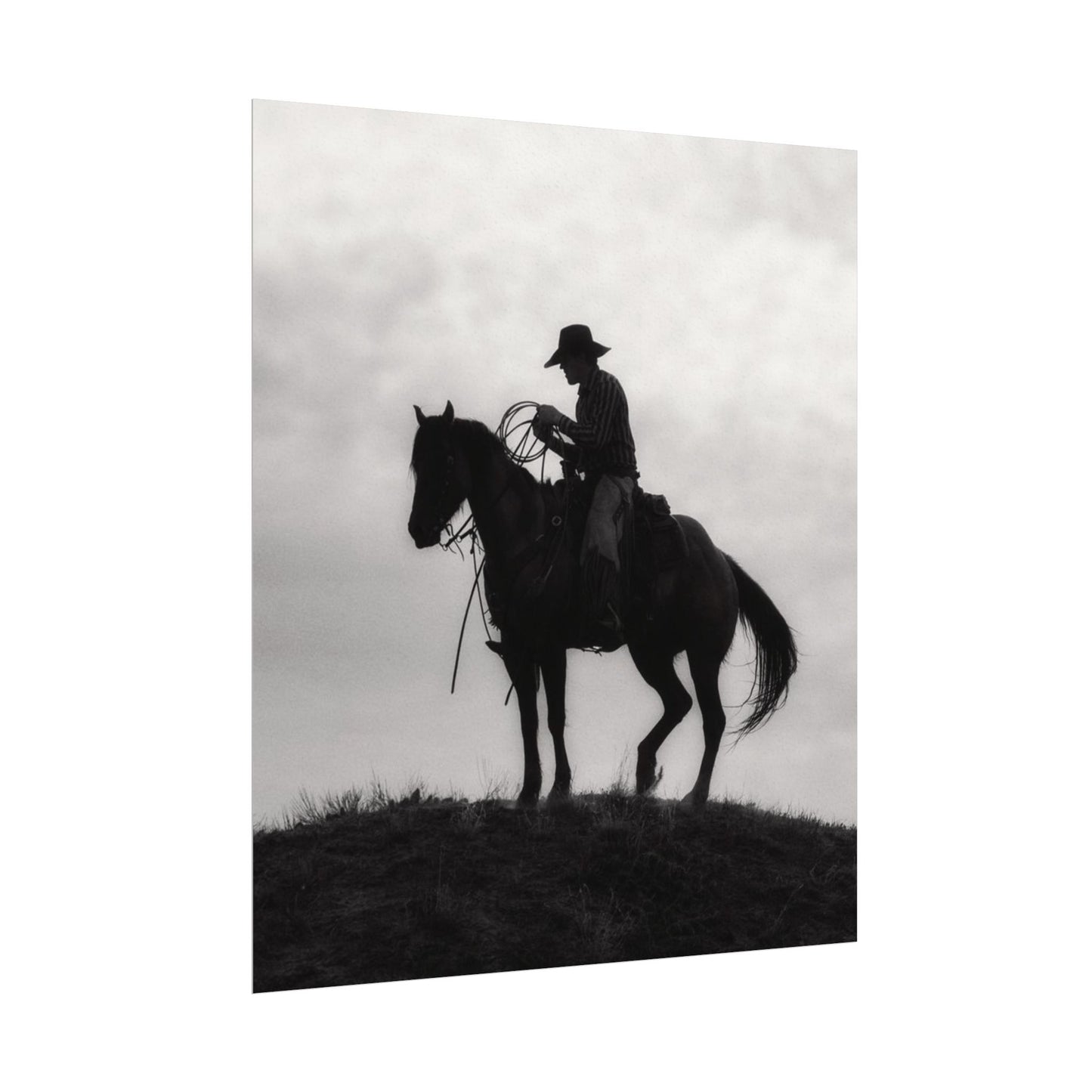 Rider On The Ridge – Western Textured Watercolor Matte Posters
