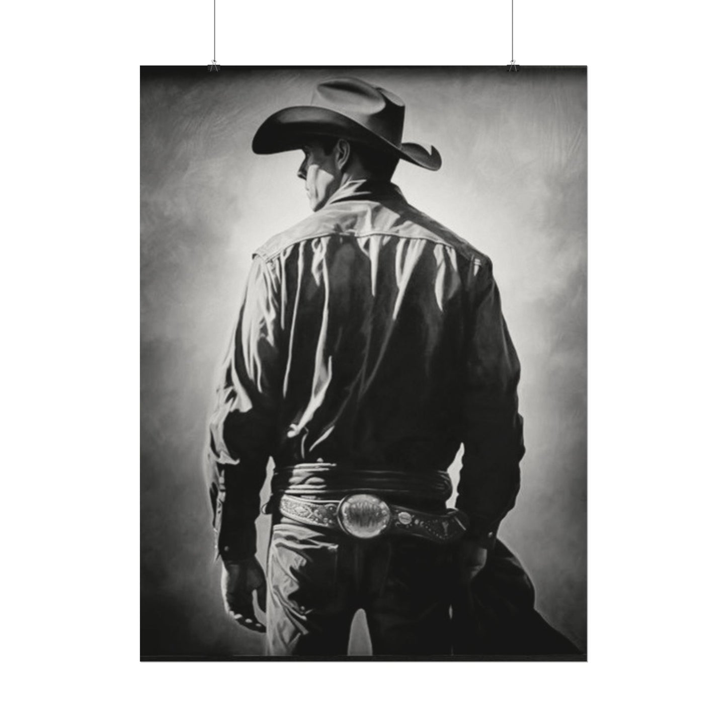 The Lone Rider – Western Textured Watercolor Matte Posters