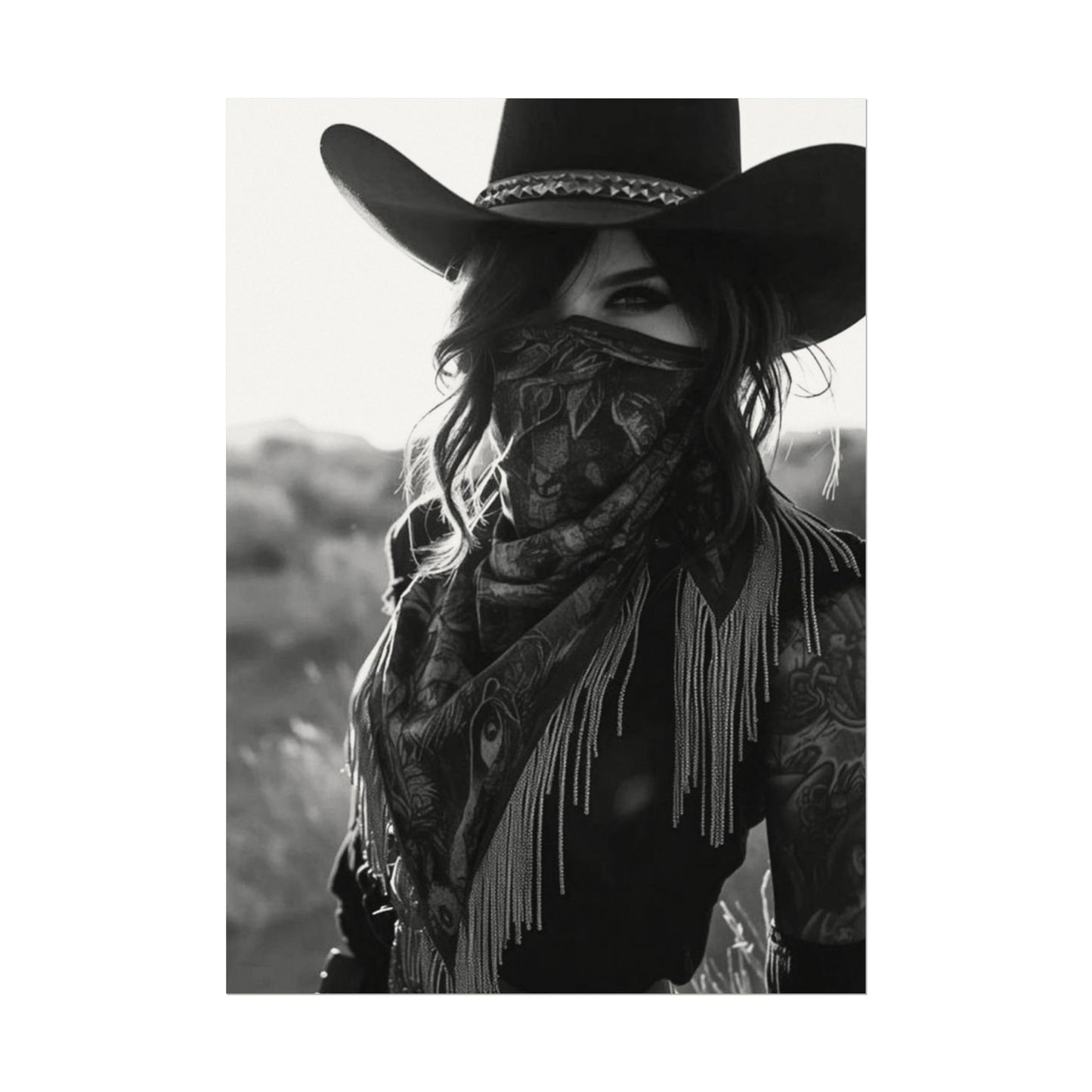 She Rode Alone— Western Outlaw Textured Watercolor Matte Posters