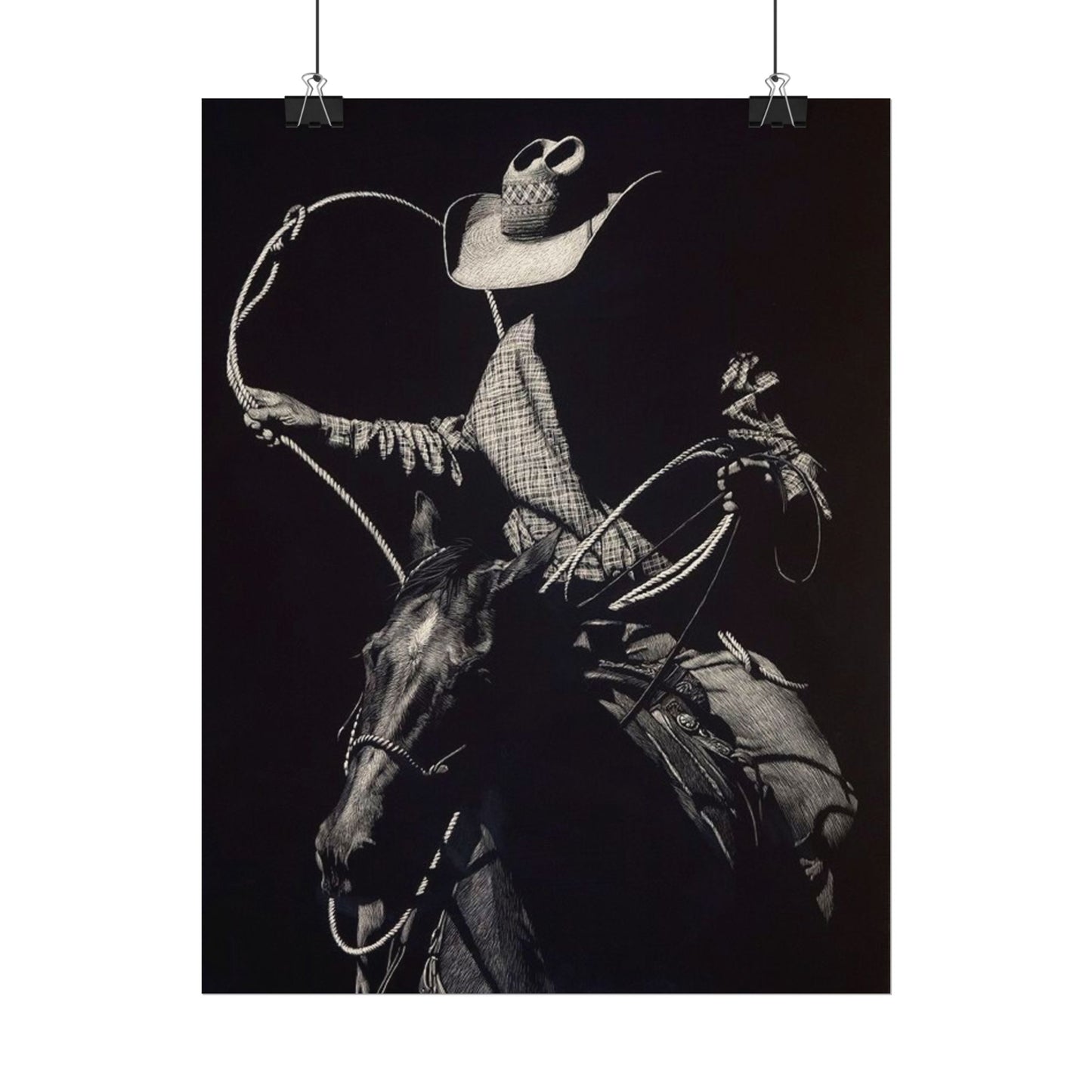 Cattle Chasers – Western Textured Watercolor Matte Posters