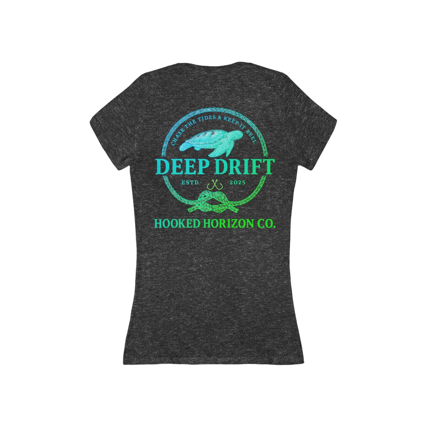 Blue To Green  Deep Drift Women's V-Neck Tee - Turtle PinkCasual Style, Gift for Beach Lovers, Summer Wear, Travel Outfit, Comfortable Tee