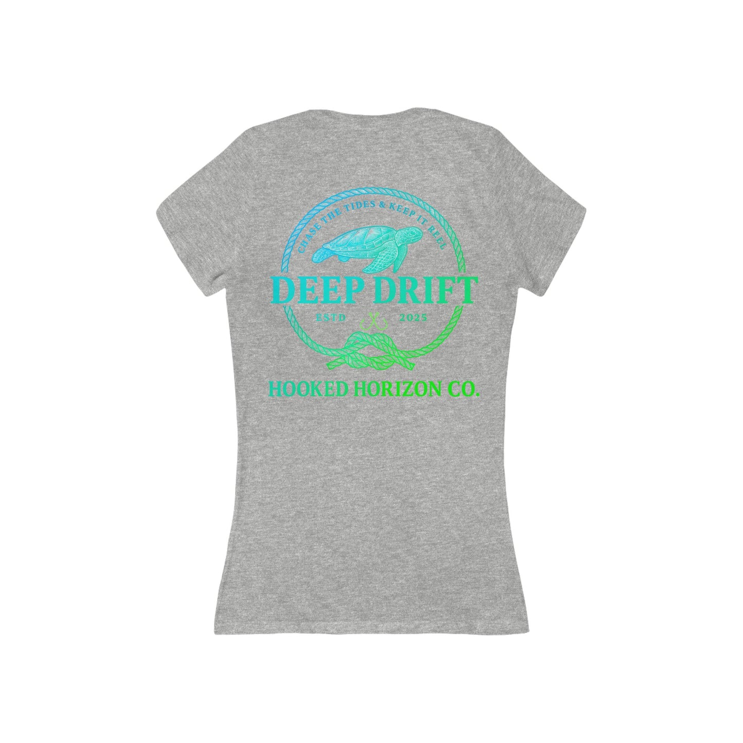 Blue To Green  Deep Drift Women's V-Neck Tee - Turtle PinkCasual Style, Gift for Beach Lovers, Summer Wear, Travel Outfit, Comfortable Tee