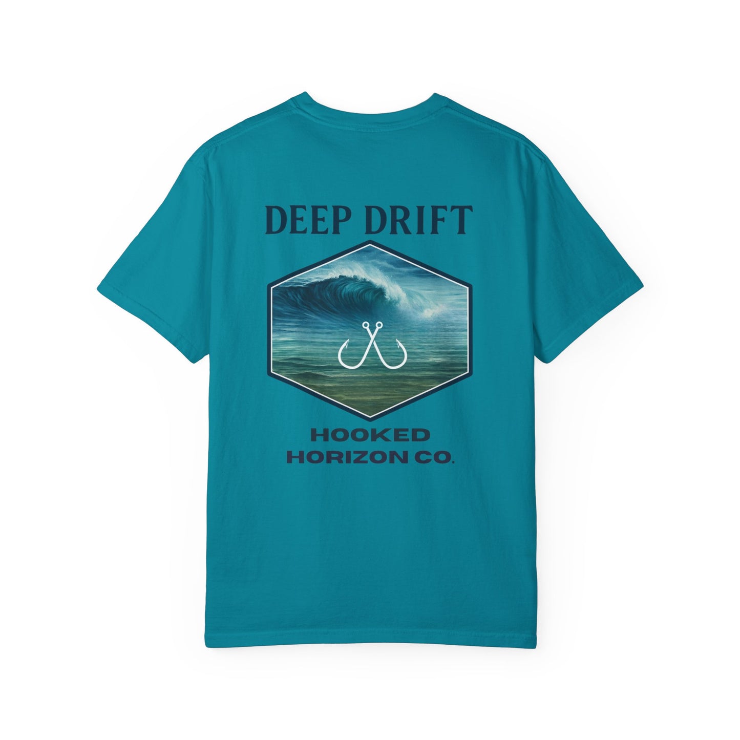 Deep Drift Wave Break Fishing T-Shirt - Ocean-inspired Fishing Tee for Angler Lovers, Hooked Horizon Co. Tee