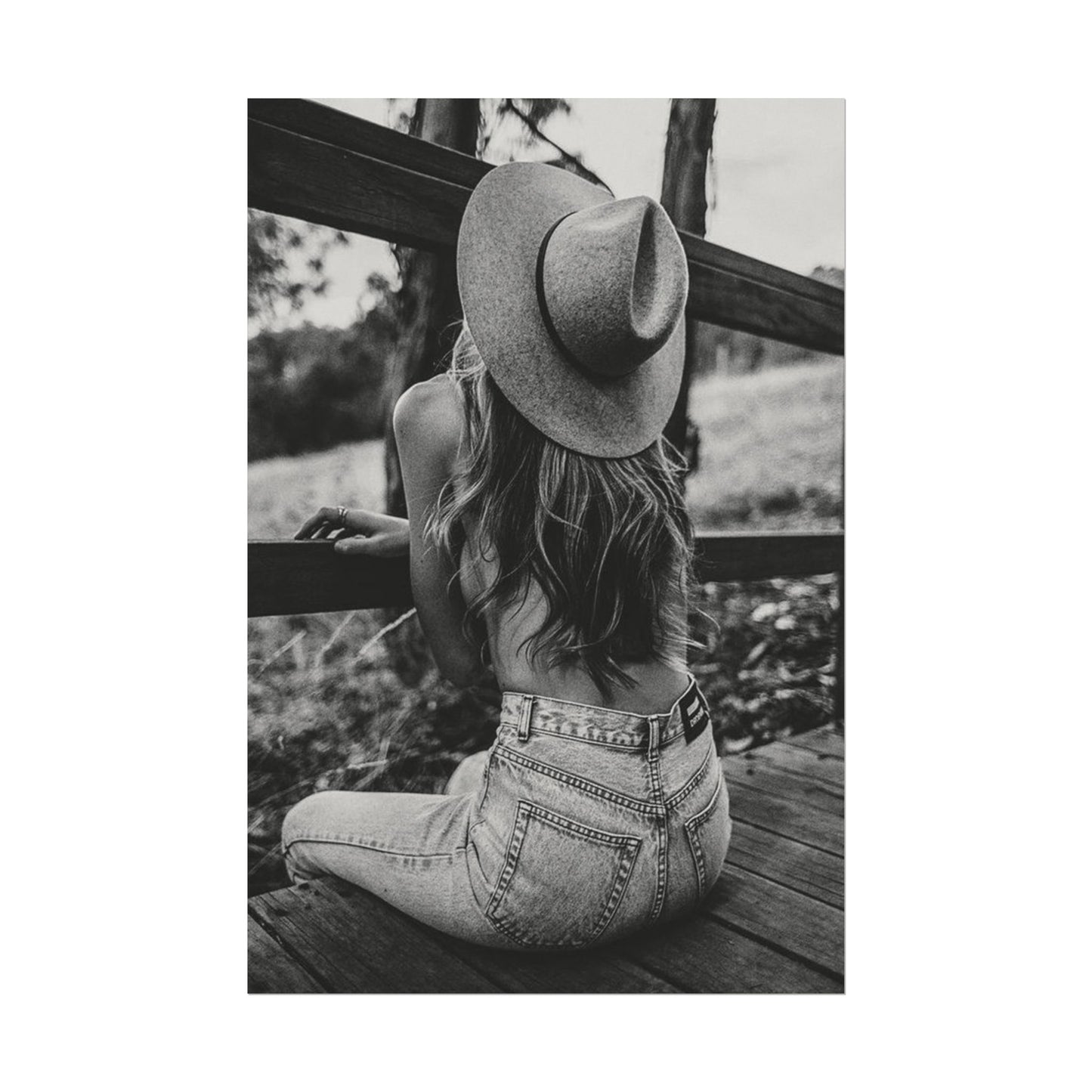 Babys Got Her Blue Jeans On – Western Textured Watercolor Matte Posters