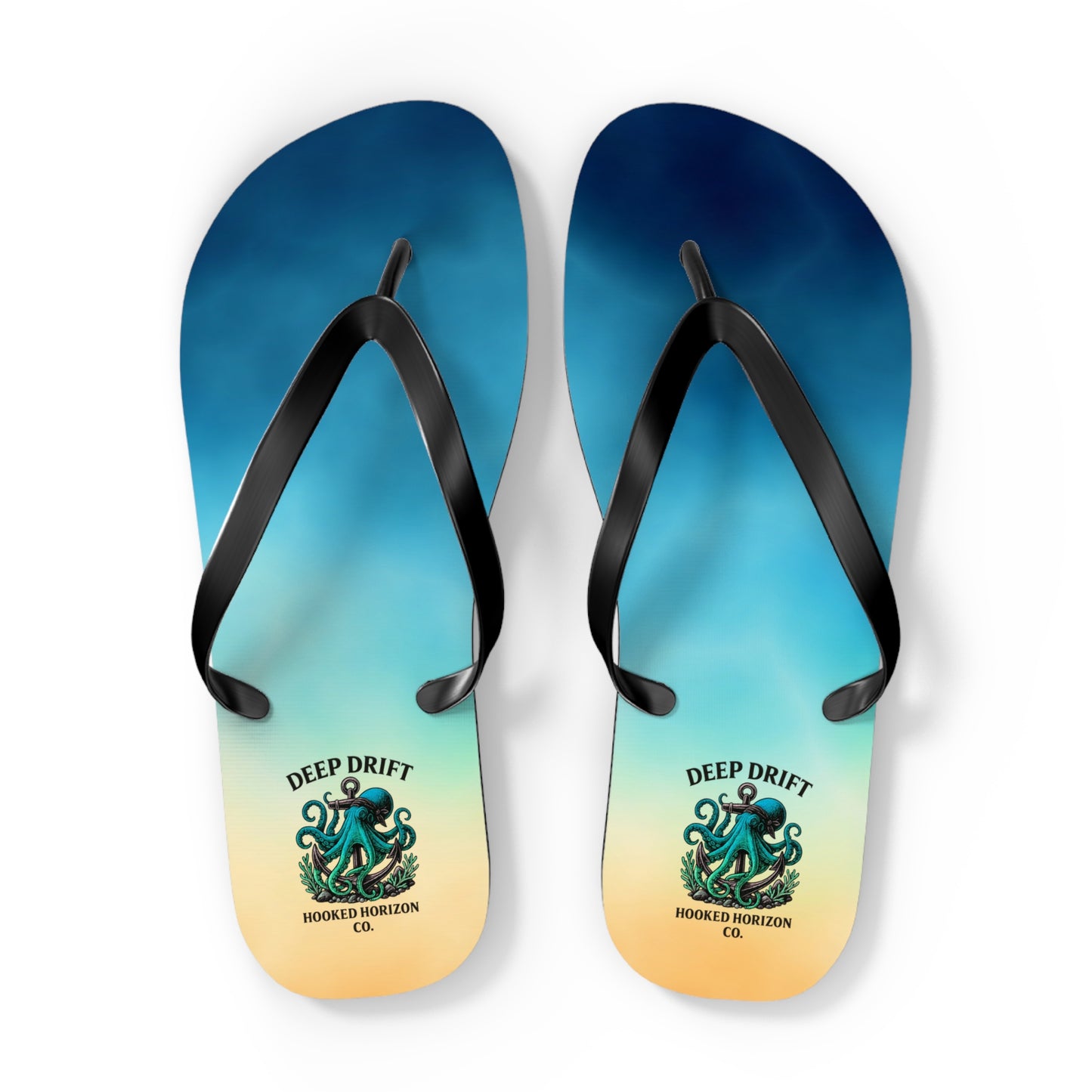 Ocean-Inspired Flip Flops, Summer Sandals, Beach Footwear, Deep Drift, Vacation Essentials, Nautical Gift