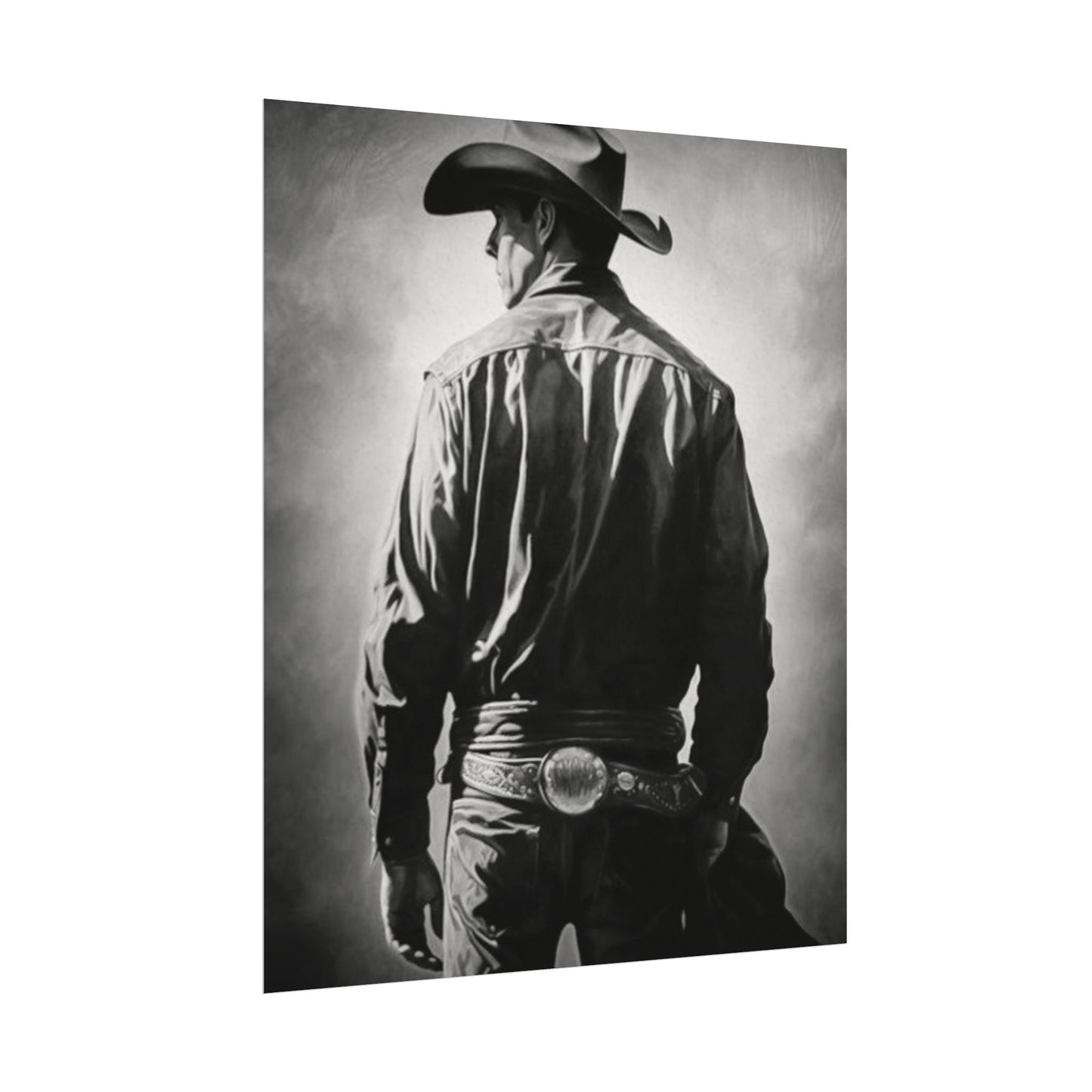 The Lone Rider – Western Textured Watercolor Matte Posters