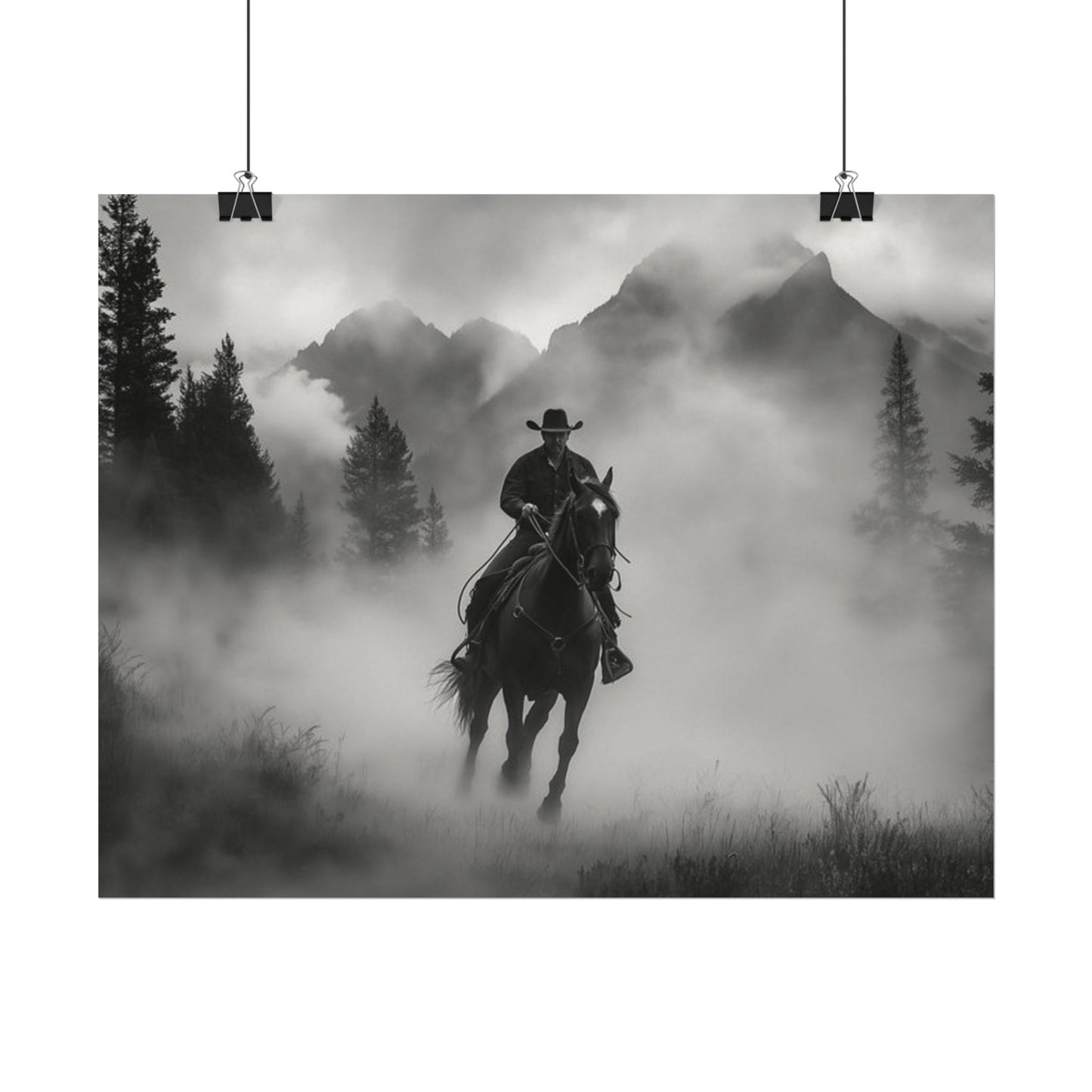 Storm Rider– Western Textured Watercolor Matte Posters