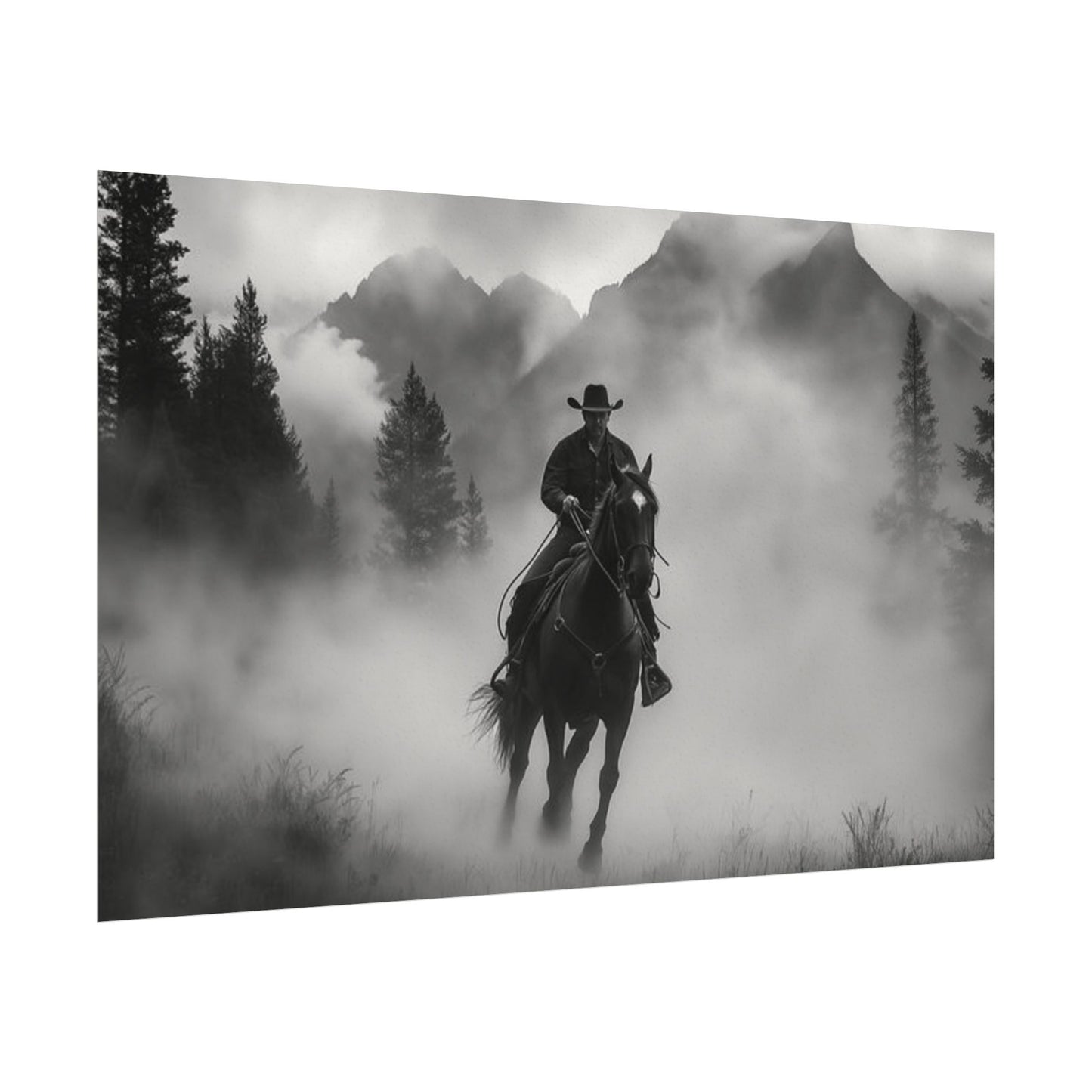 Storm Rider– Western Textured Watercolor Matte Posters