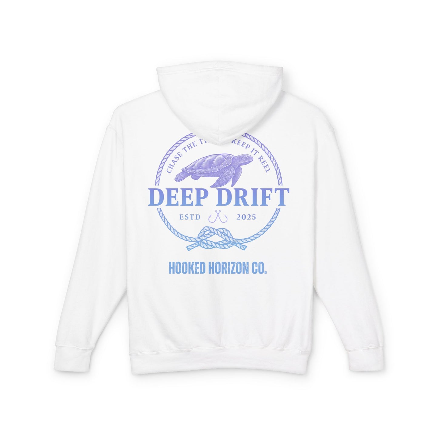 Purple To Blue Hooked Horizon Co Unisex Lightweight Hoodie with Deep Drift Design | Perfect for Fishermen, Beach Lovers, Casual Outings, Gift for Him/Her, Nautical Style,  Ocean Lover Gifts