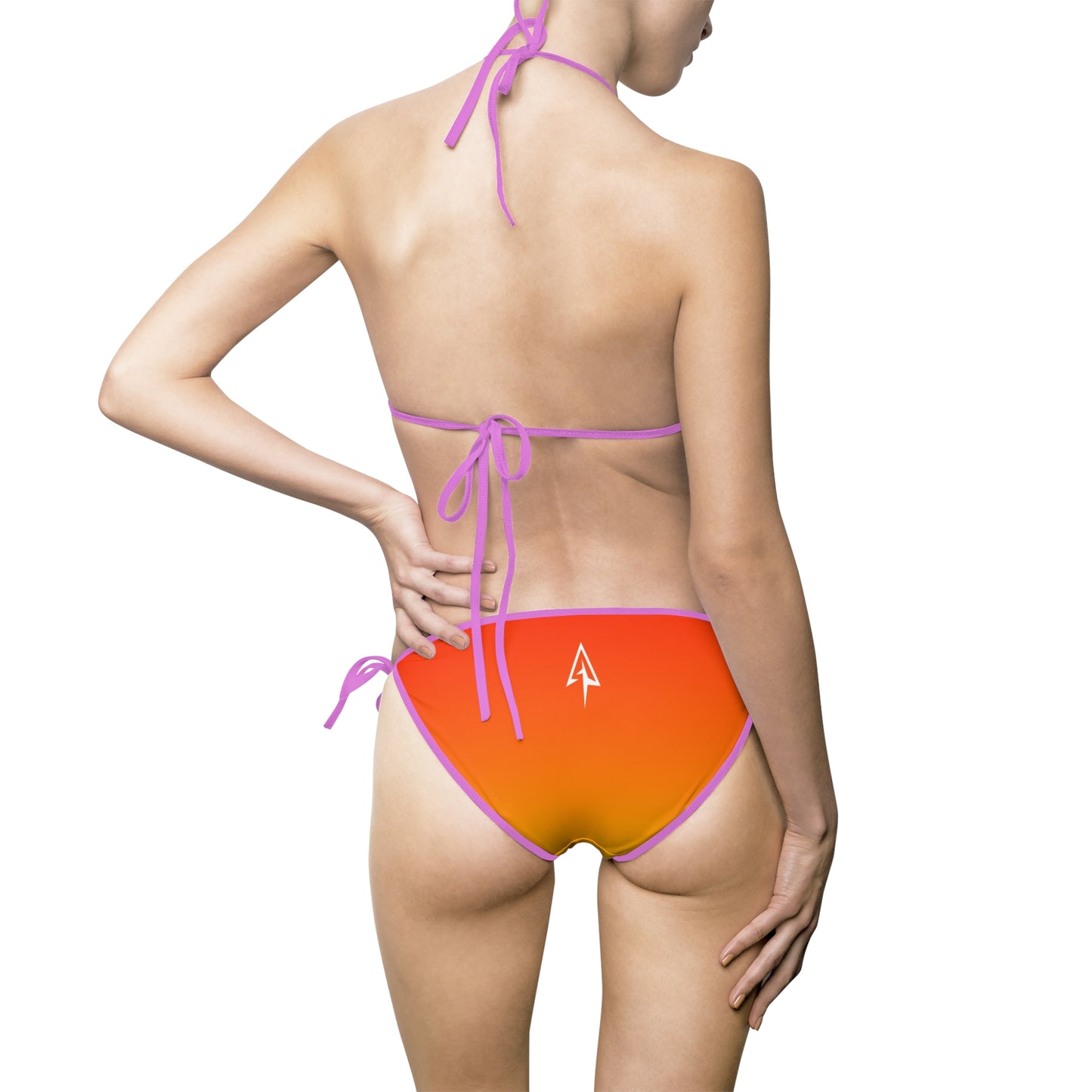 Arrow Ridge Redish Orange To Yellow Ombre Women’s Bikini Swimsuit, Summer Beachwear, Swimwear for Vacations, Pool Parties, Tropical Getaways