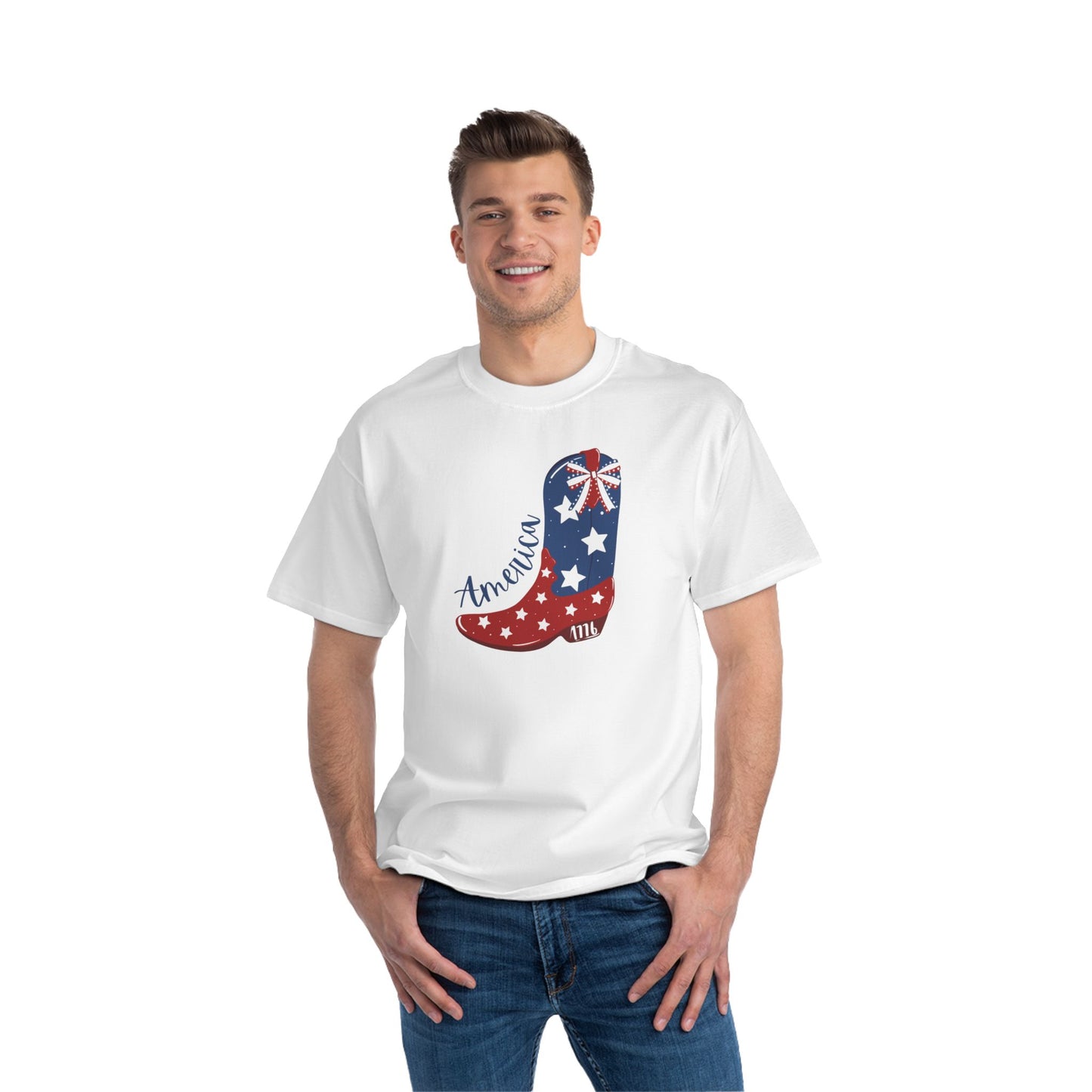 Patriotic Cowboy Boot T-Shirt | America 1776 Design, Fourth of July Shirt, Independence Day Tee, Memorial Day Top, Gift for Veterans