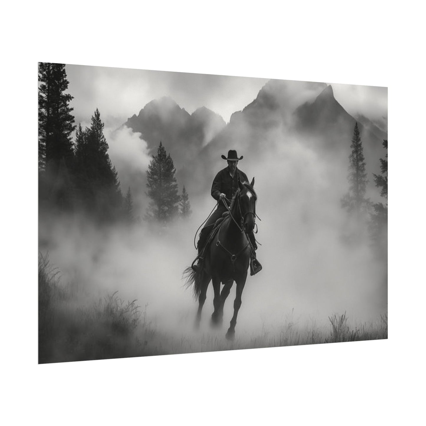 Storm Rider– Western Textured Watercolor Matte Posters