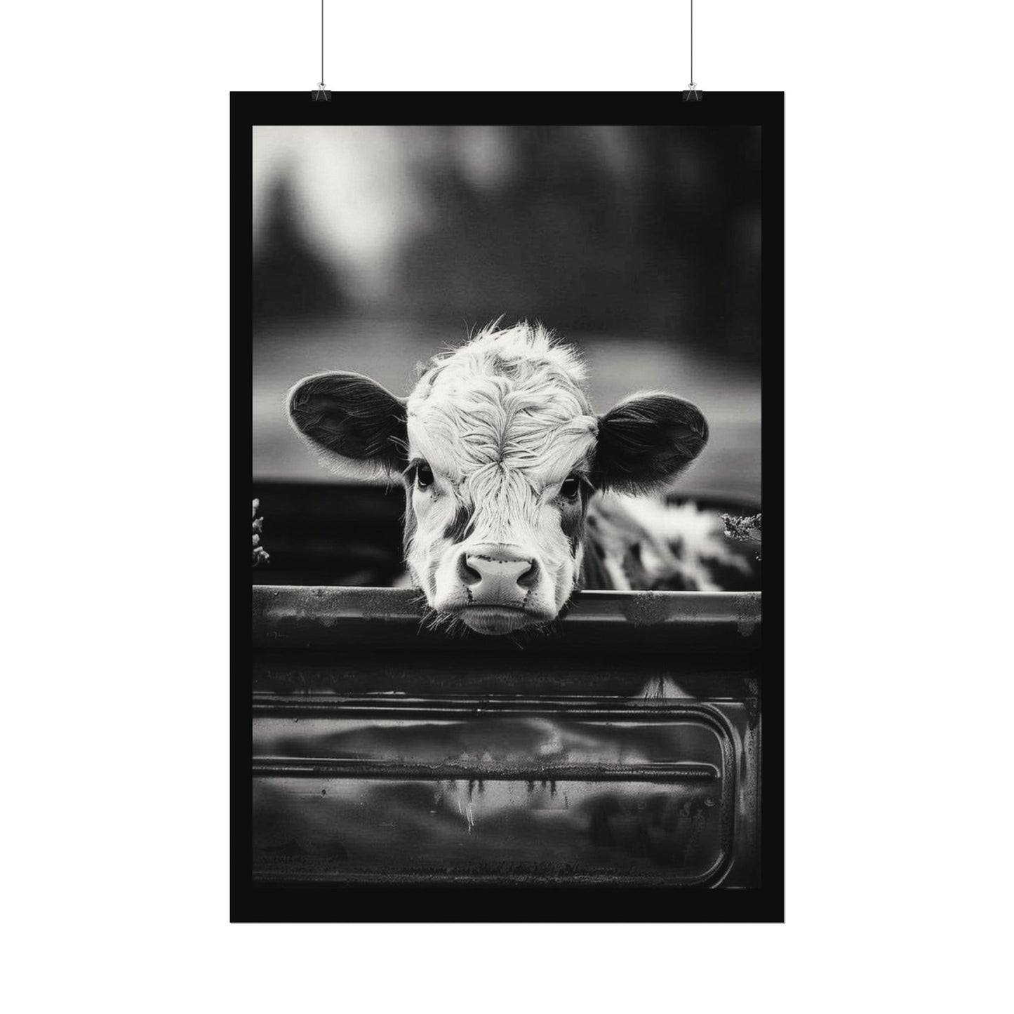 Back Seat Bovine – Western Textured Watercolor Matte Posters