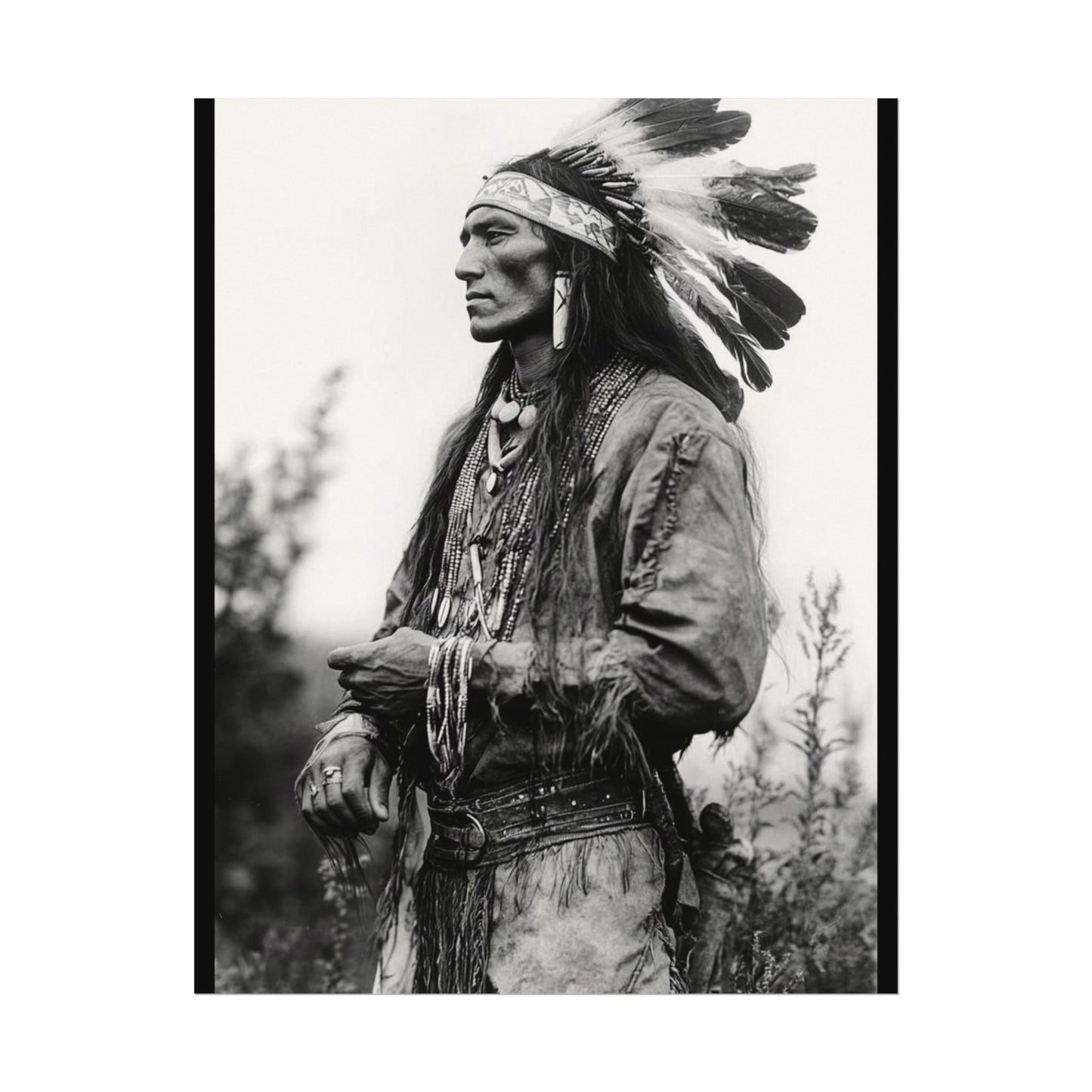 Warriors Gaze – Western Textured Watercolor Matte Posters