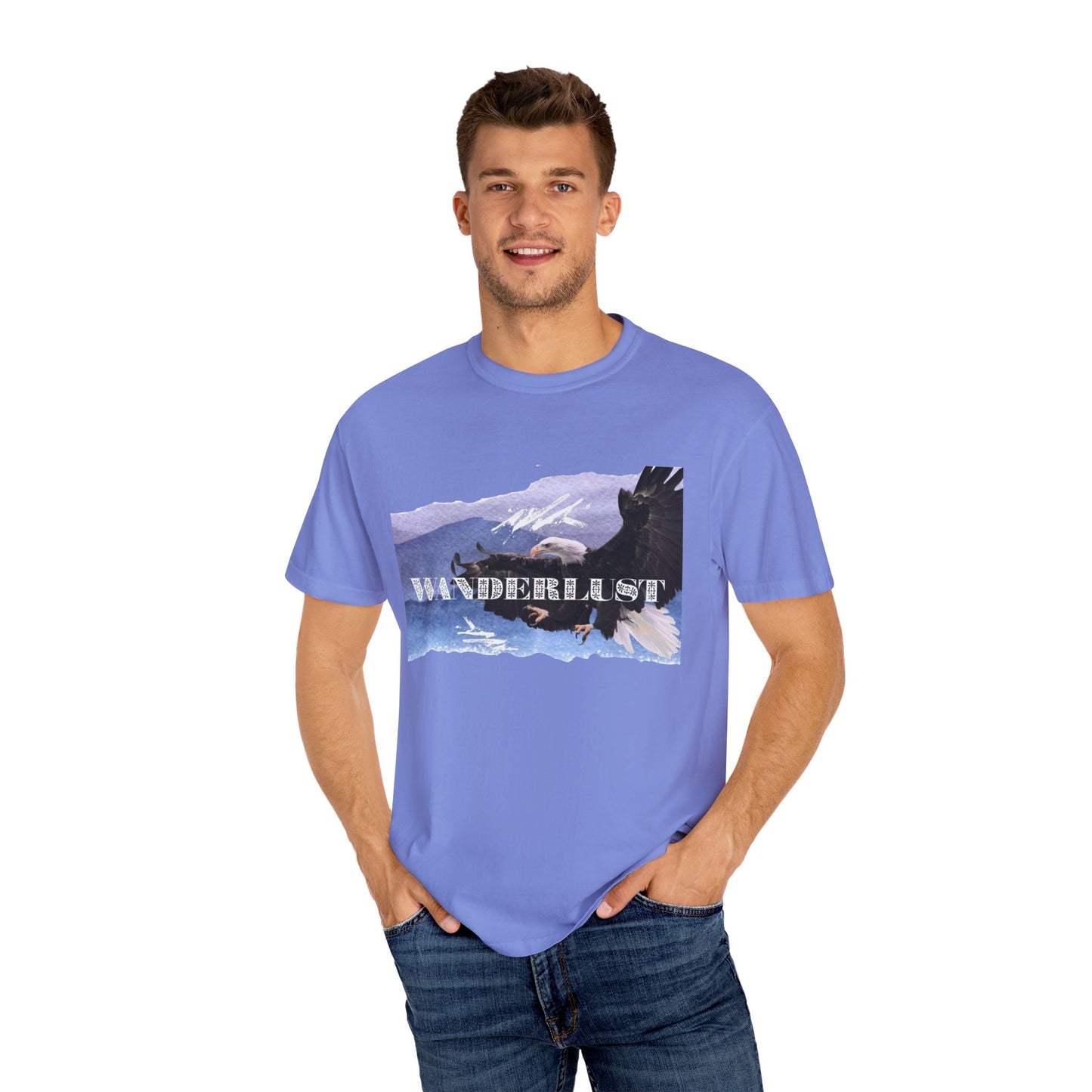 Soaring High Wildlife Adventure Tee Unisex Garment-Dyed T-shirt, Boho Nature Tee, Camping Shirt, Adventure Apparel, Gift for Wilderness Lovers, Angler Lover Giftd
