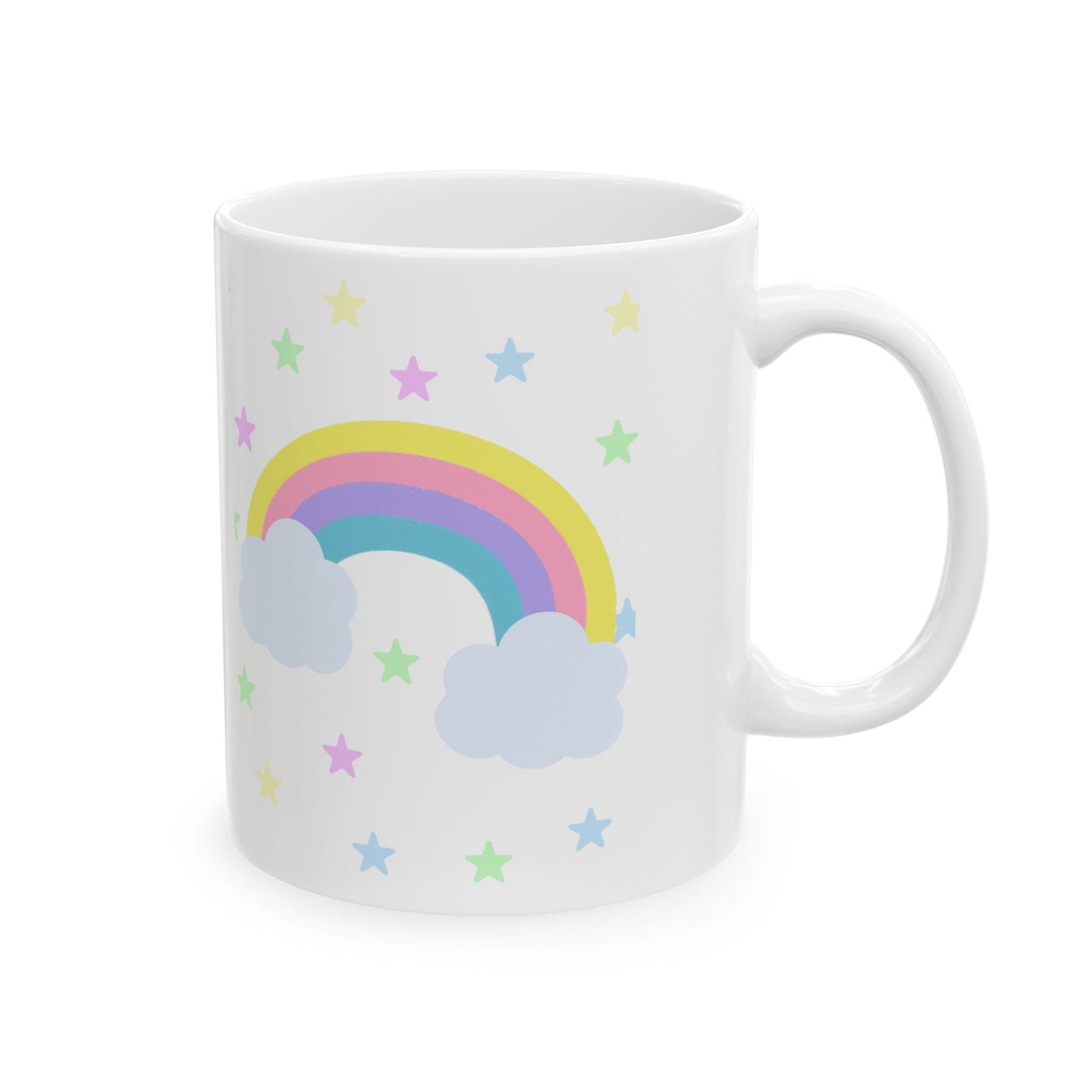 Rainbow Cloud Ceramic Mug, Cute Coffee Cup for Kids, Fun Gift for Birthdays, Colorful Drinkware for Home, Unique Rainbow Mug