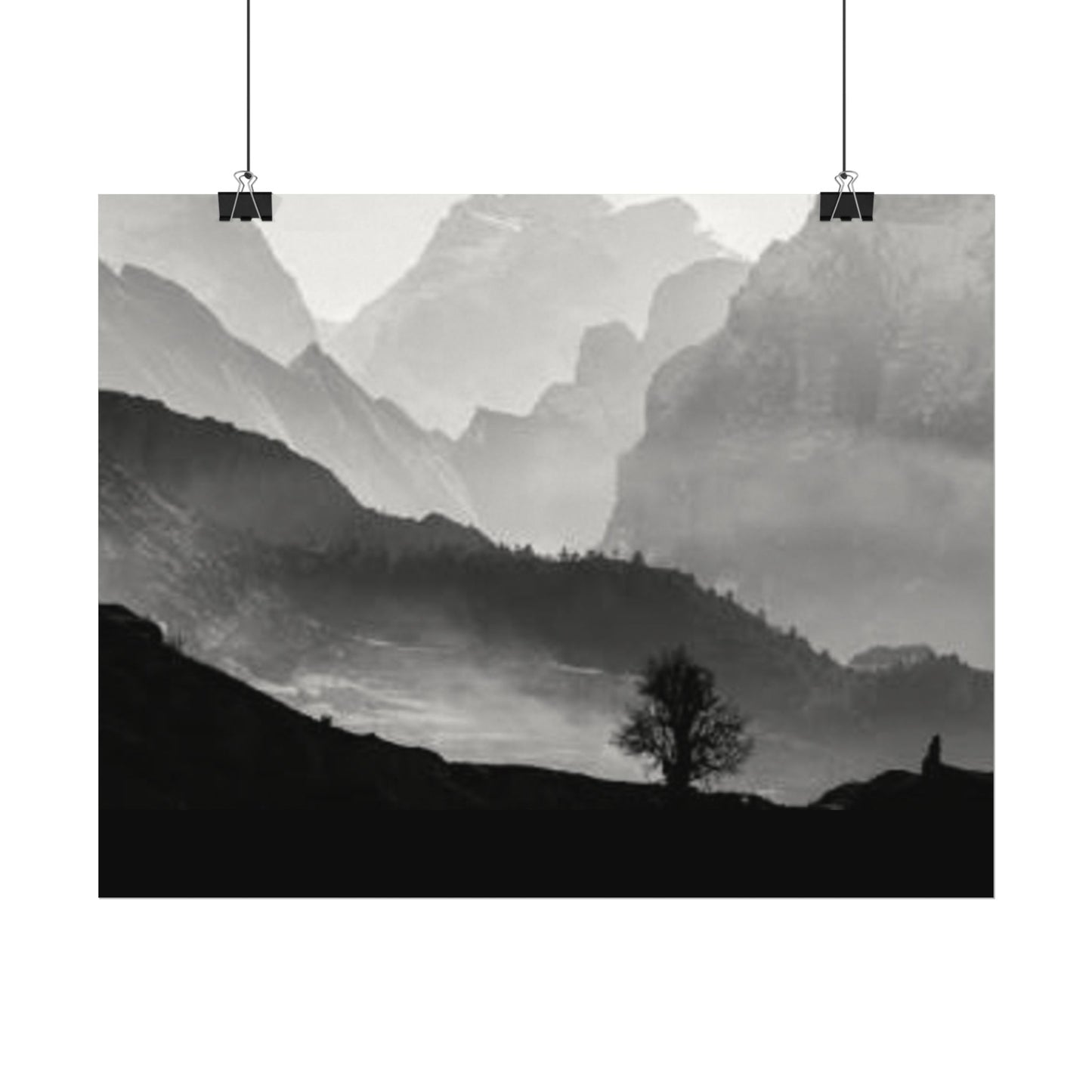 Cascading Mountains– Western Textured Watercolor Matte Posters