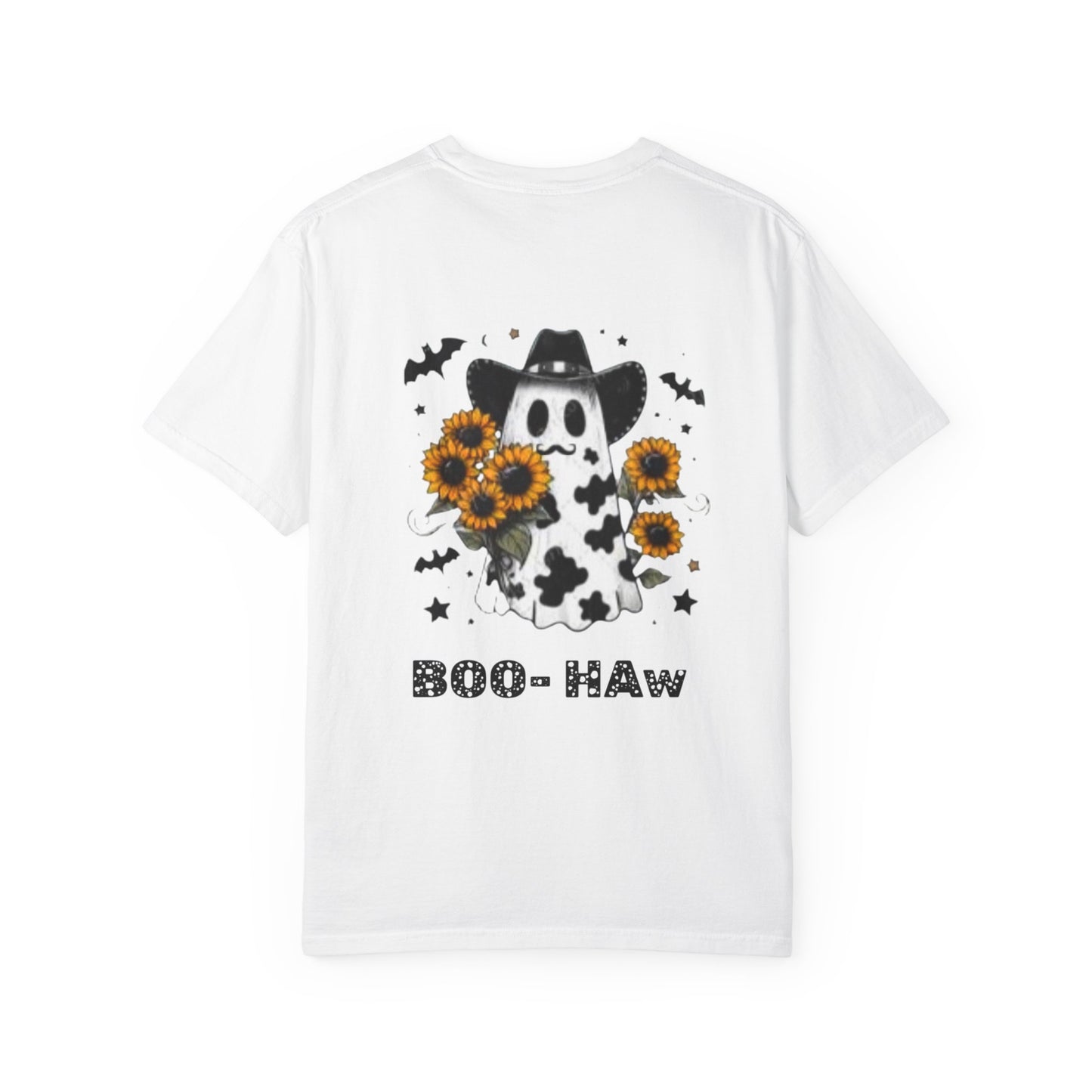 Boo- Haw Ghost Flower Tee Unisex Garment-Dyed T-shirt, Black & White, Vintage Western, Western lover gifts