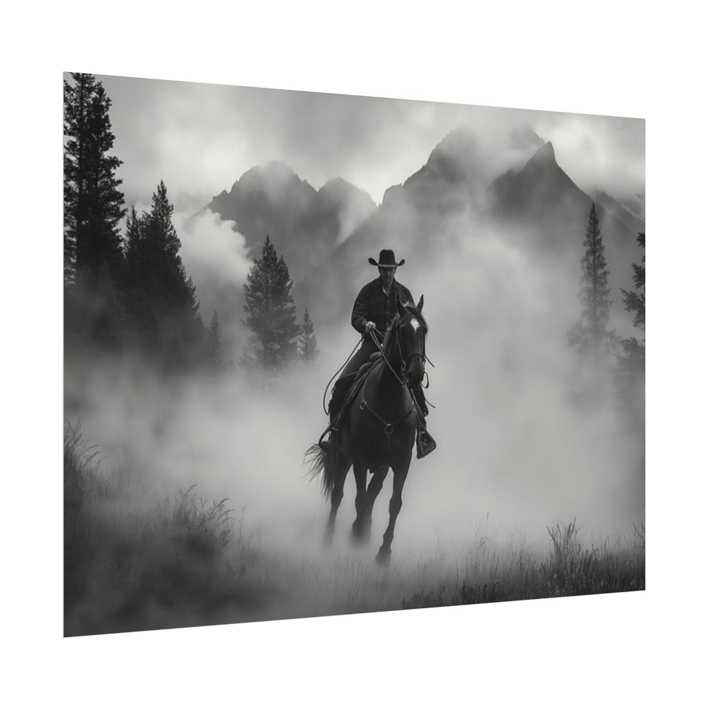 Storm Rider– Western Textured Watercolor Matte Posters