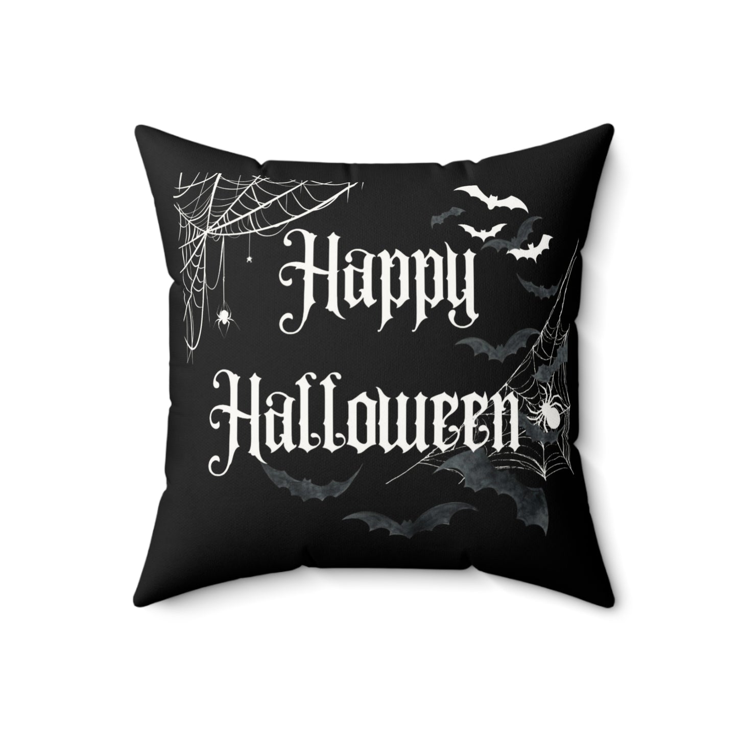 2 in 1 Raven & Spider Happy Halloween Throw Pillow, Cozy Faux Suede, Seasonal Decor, Halloween, Unique Gift Idea