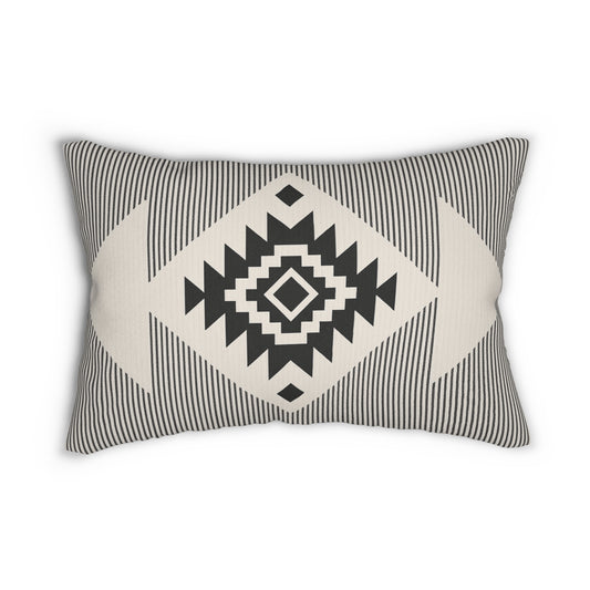 2 In 1 White & Black Western Pattern Lumbar Pillow, Farmhouse Decor, Cozy Home Accent, Unique Gift for Animal Lovers, Boho Cushion