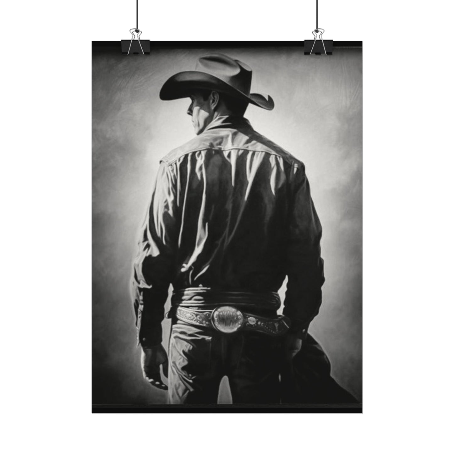 The Lone Rider – Western Textured Watercolor Matte Posters